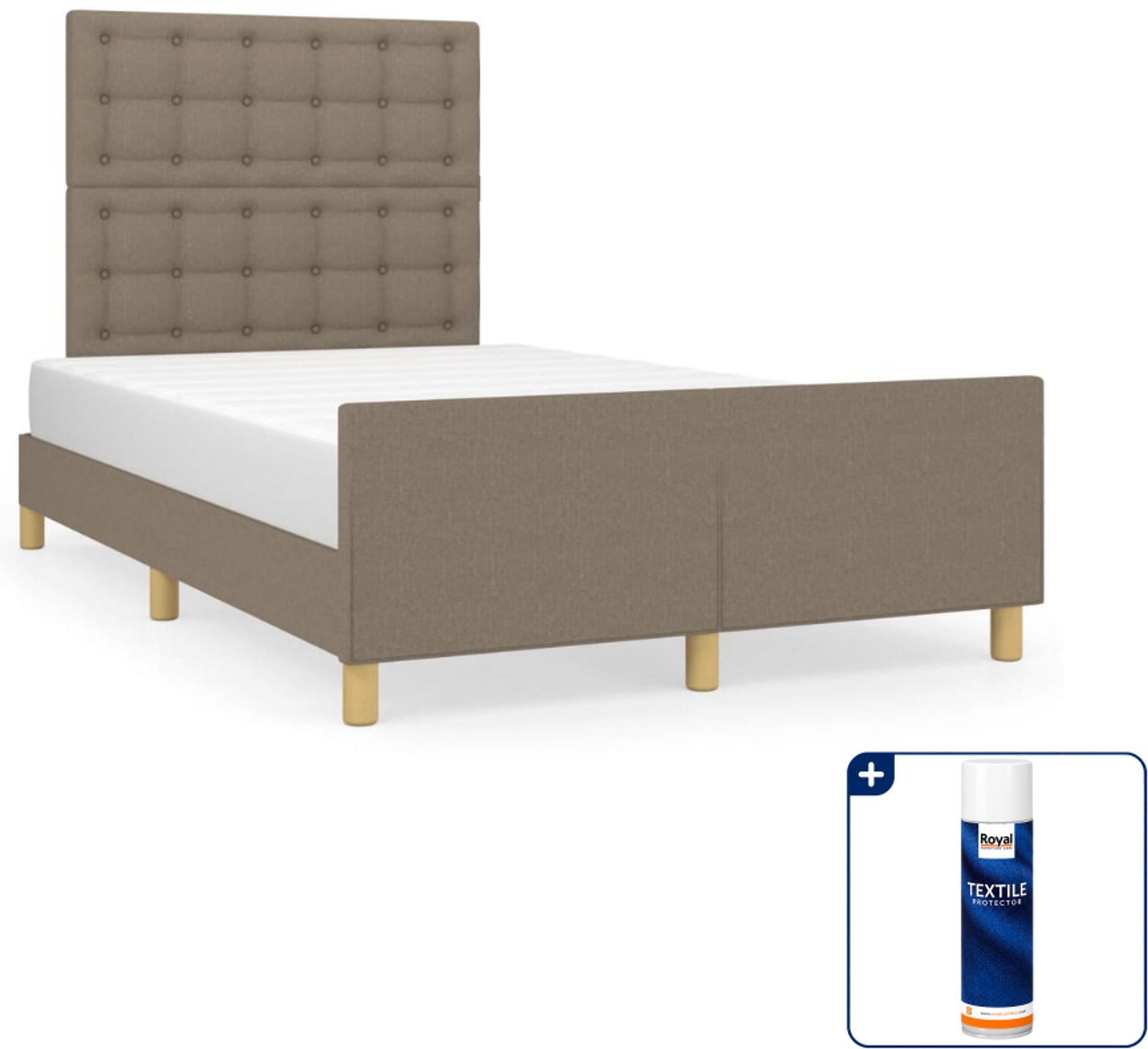 vidaXL bedframe - 120 x 190 cm - stof - taupe - Inclusief textielbeschermer 500 ml Bruin