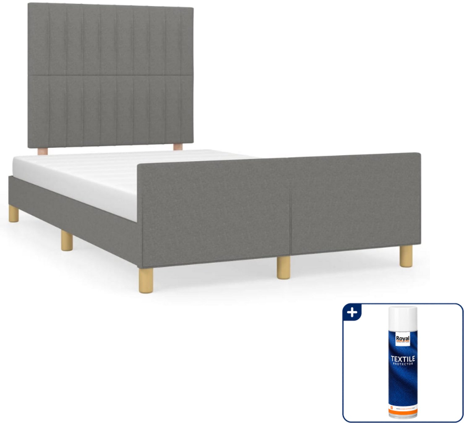 vidaXL Bedframe 120 x 190 cm - stof - donkergrijs - Inclusief textielbeschermer 500 ml