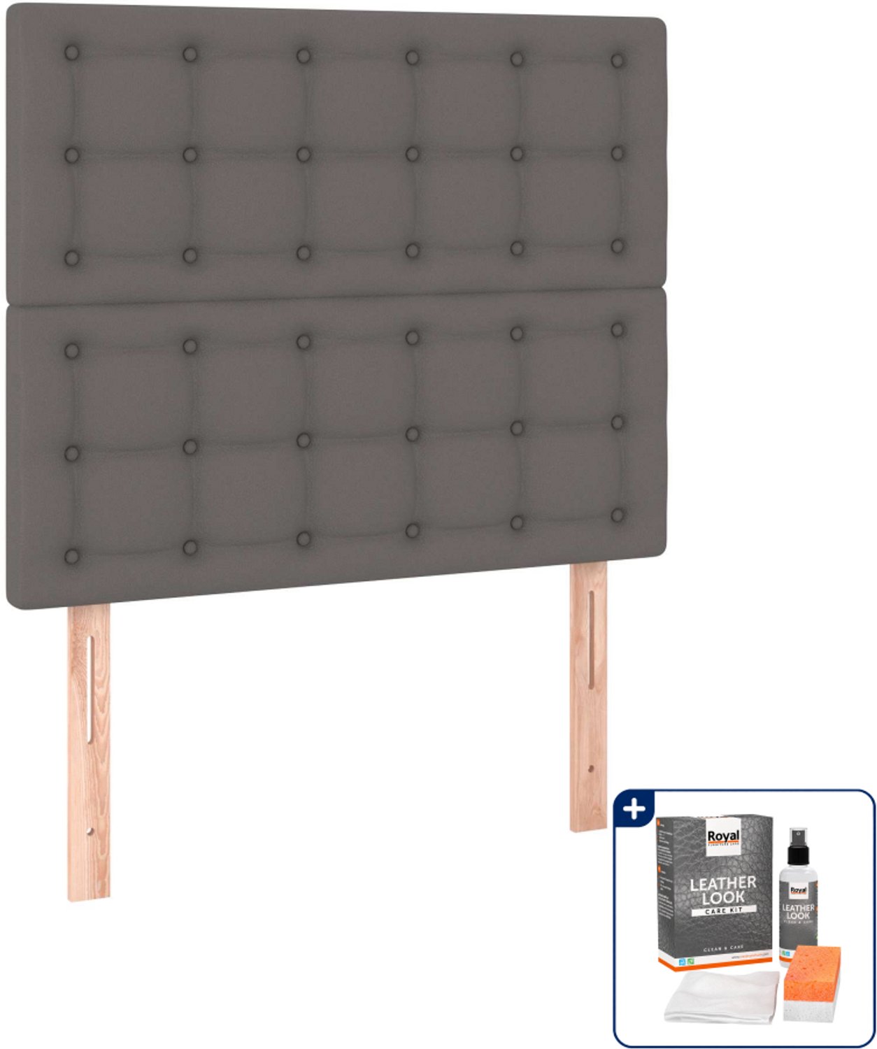 vidaXL bedframe 120 x 190 cm - kunstleer - grijs - Inclusief onderhoudsset voor kunstleer 150 ml Bruin