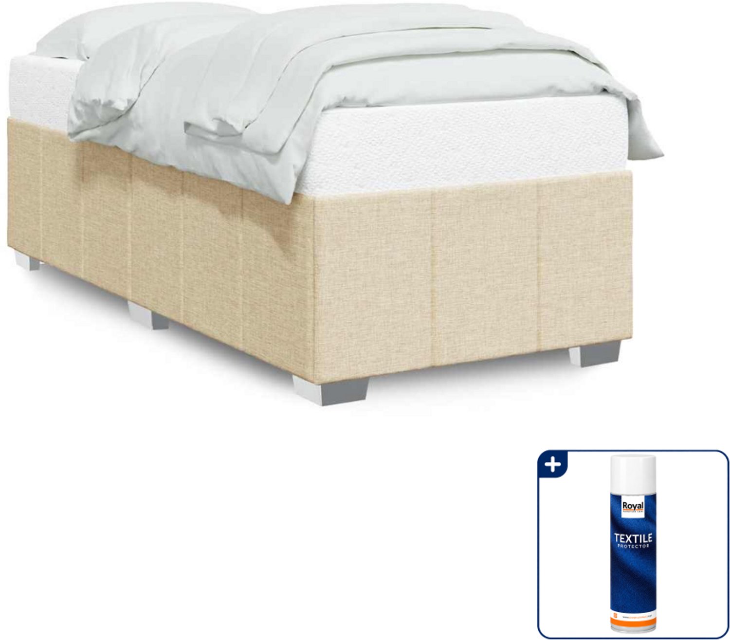 vidaXL bedframe - 100 x 200 cm - stof - crèmekleurig - Inclusief textielbeschermer 500 ml Roze