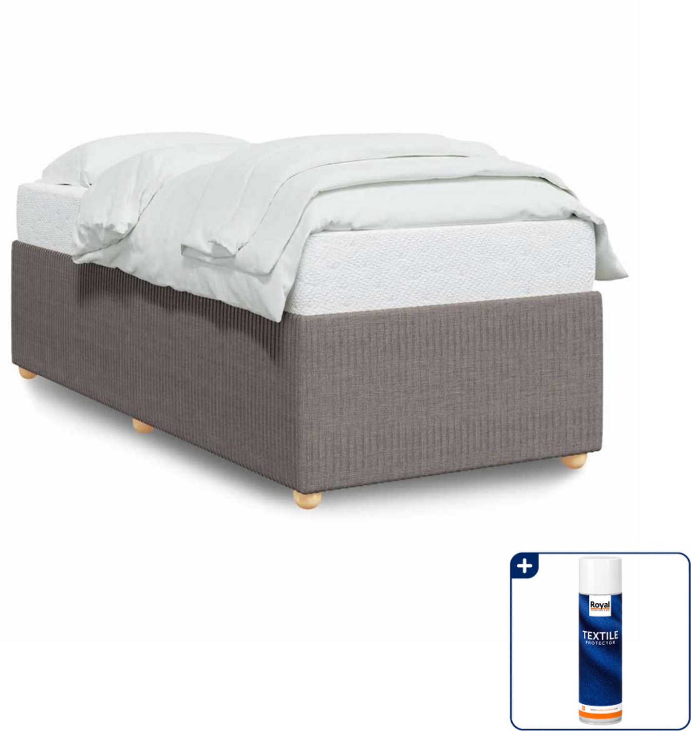 vidaXL bedframe - 90 x 190 cm - stof - taupe - Inclusief textielbeschermer 500 ml