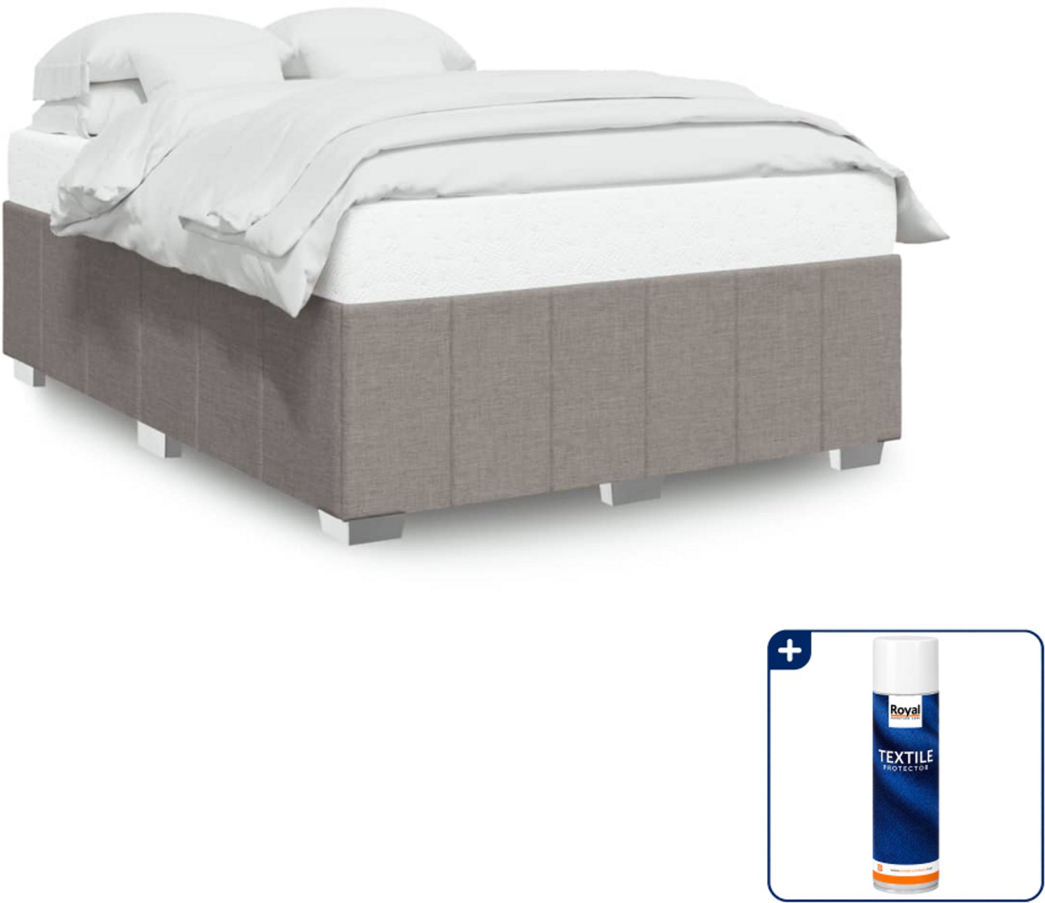 vidaXL Bedframe Small double - 140 x 200 cm - stof - taupe - Inclusief textielbeschermer 500 ml