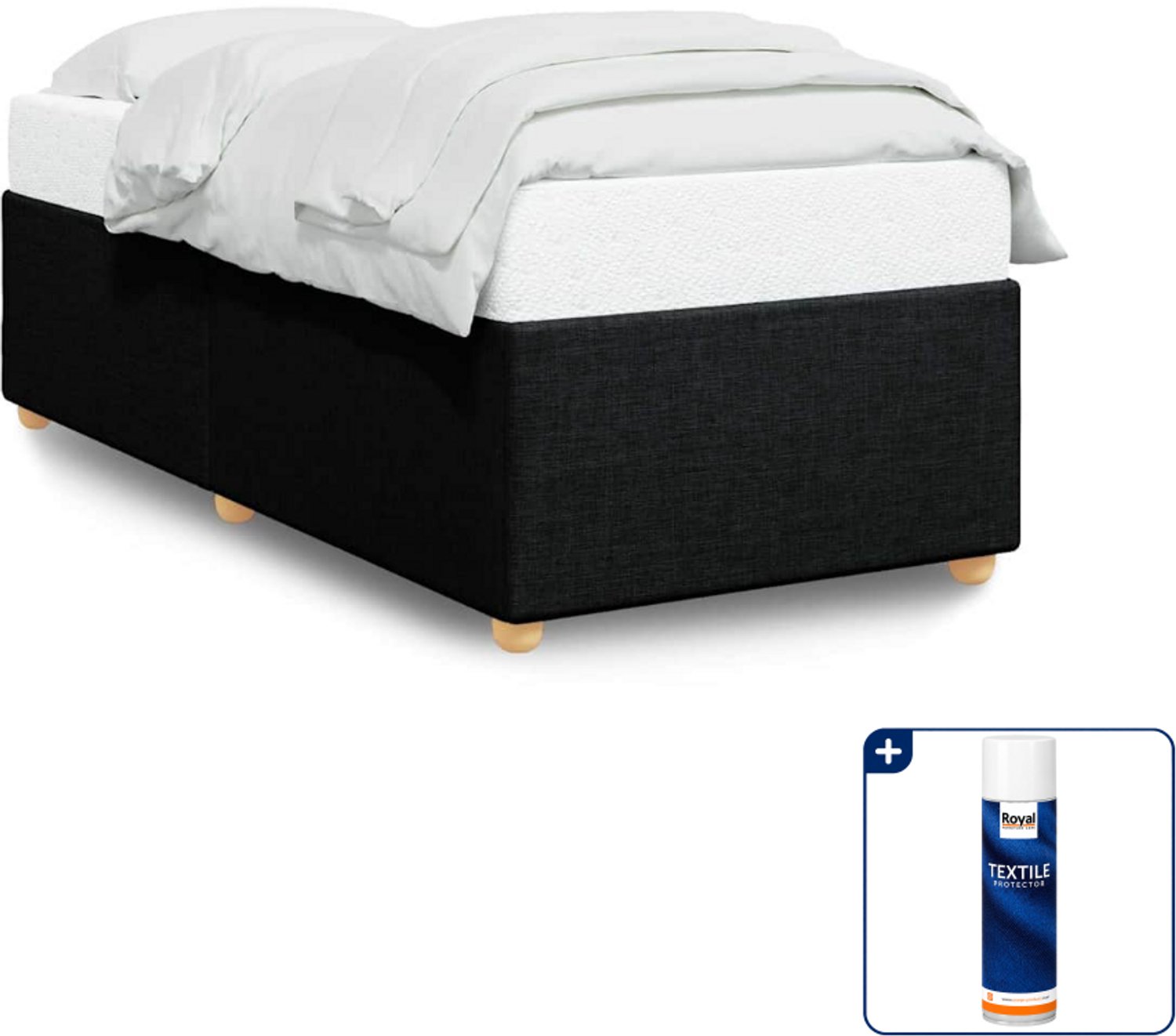 vidaXL bedframe - 90 x 190 cm - stof - zwart - Inclusief textielbeschermer 500 ml Grijs