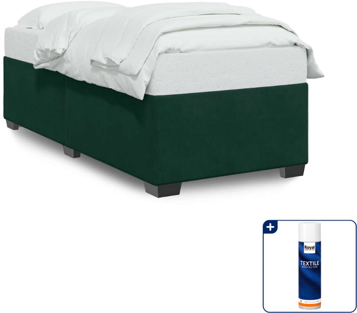 vidaXL bedframe - 80 x 200 cm - fluweel - donkergroen - Inclusief textielbeschermer 500 ml Crème