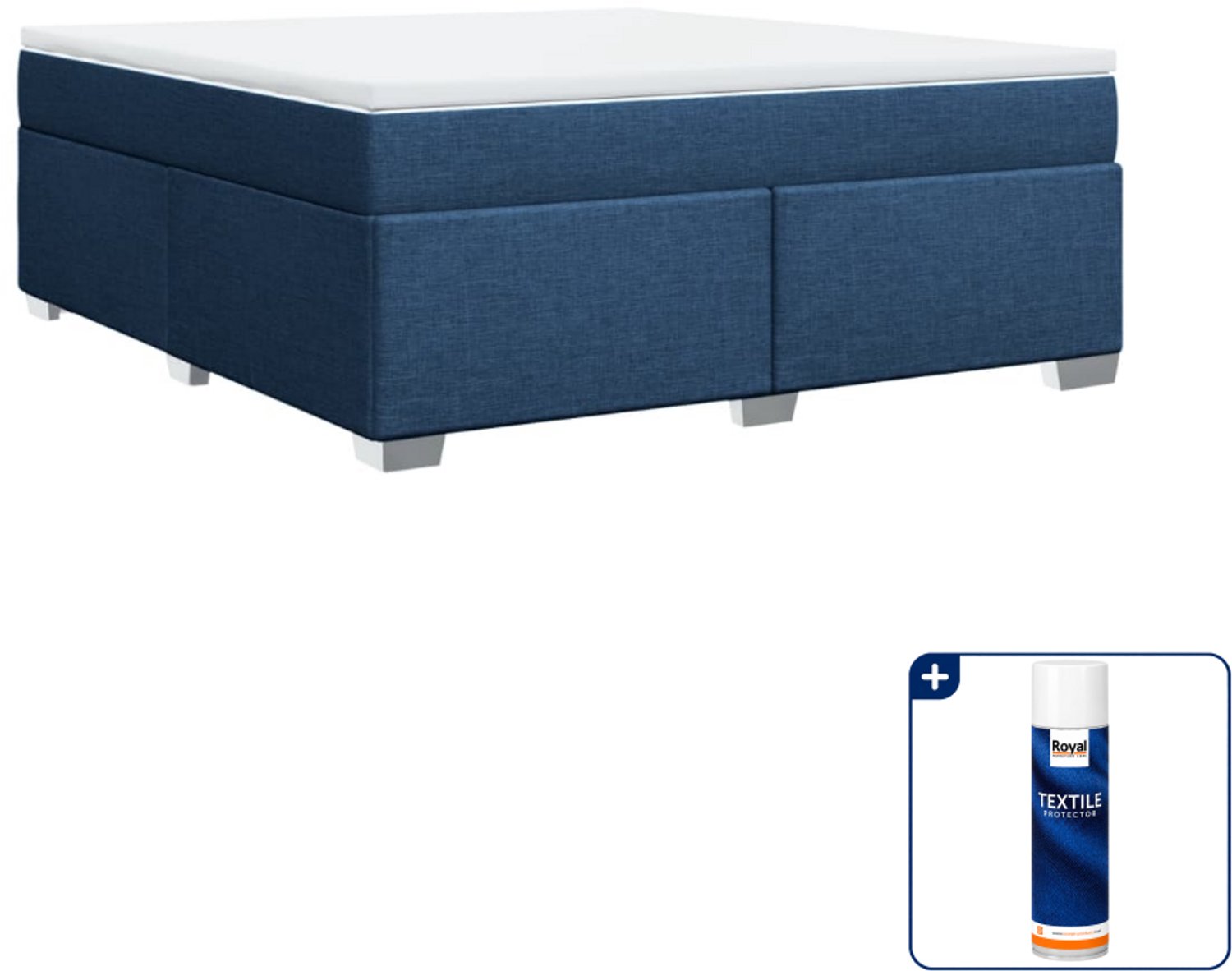 vidaXL Kingsize boxspring met matras - 180 x 200 cm - blauw - Inclusief textielbeschermer 500 ml