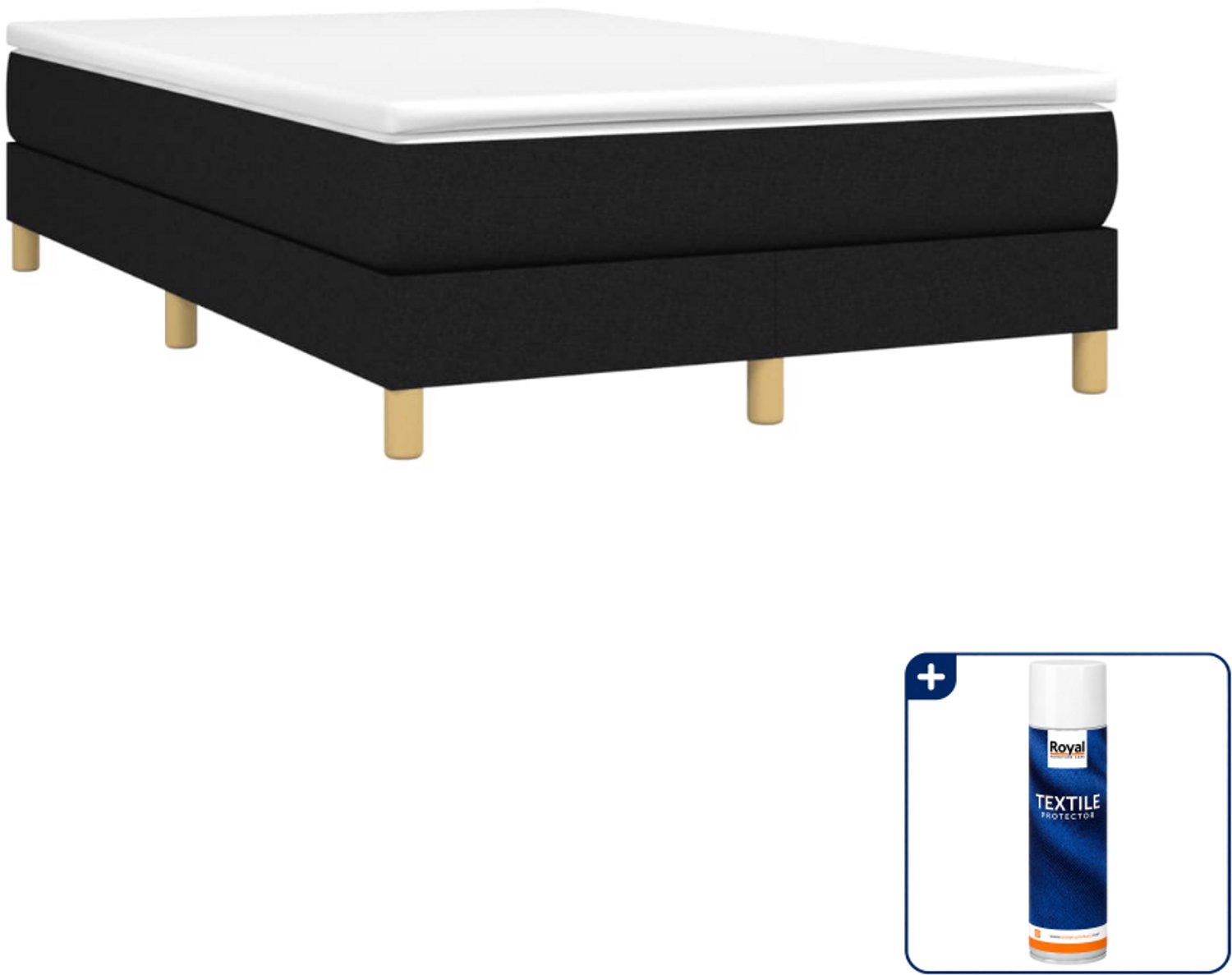 vidaXL boxspring met matras - 120 x 190 cm - zwart - Inclusief textielbeschermer 500 ml