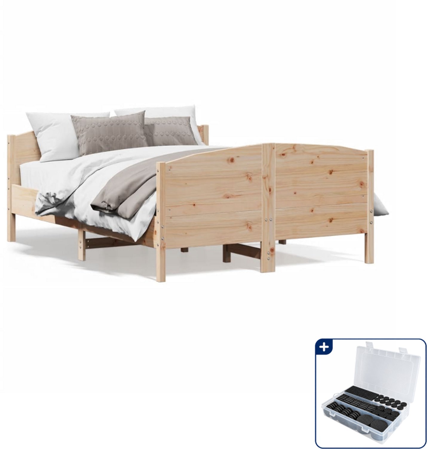 vidaXL bedframe - 120 x 200 cm - massief grenenhout - Inclusief antikrasvilt 177-delig Bruin