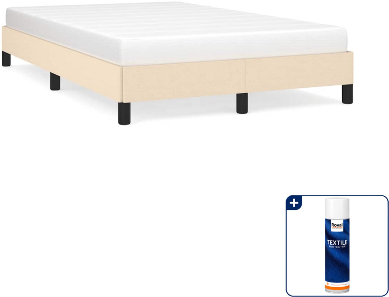 vidaXL bedframe 120 x 190 cm - stof - crème - Inclusief textielbeschermer 500 ml