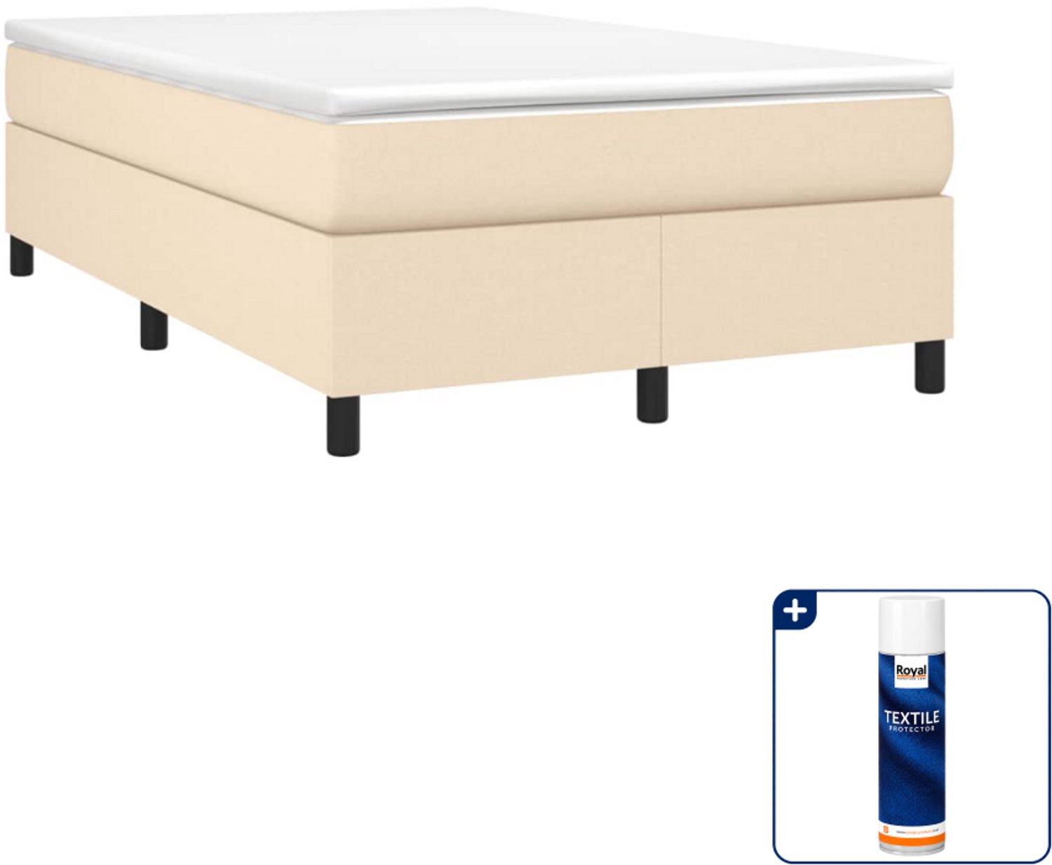 vidaXL boxspring met matras 120 x 190 cm - stof - crème - Inclusief textielbeschermer 500 ml