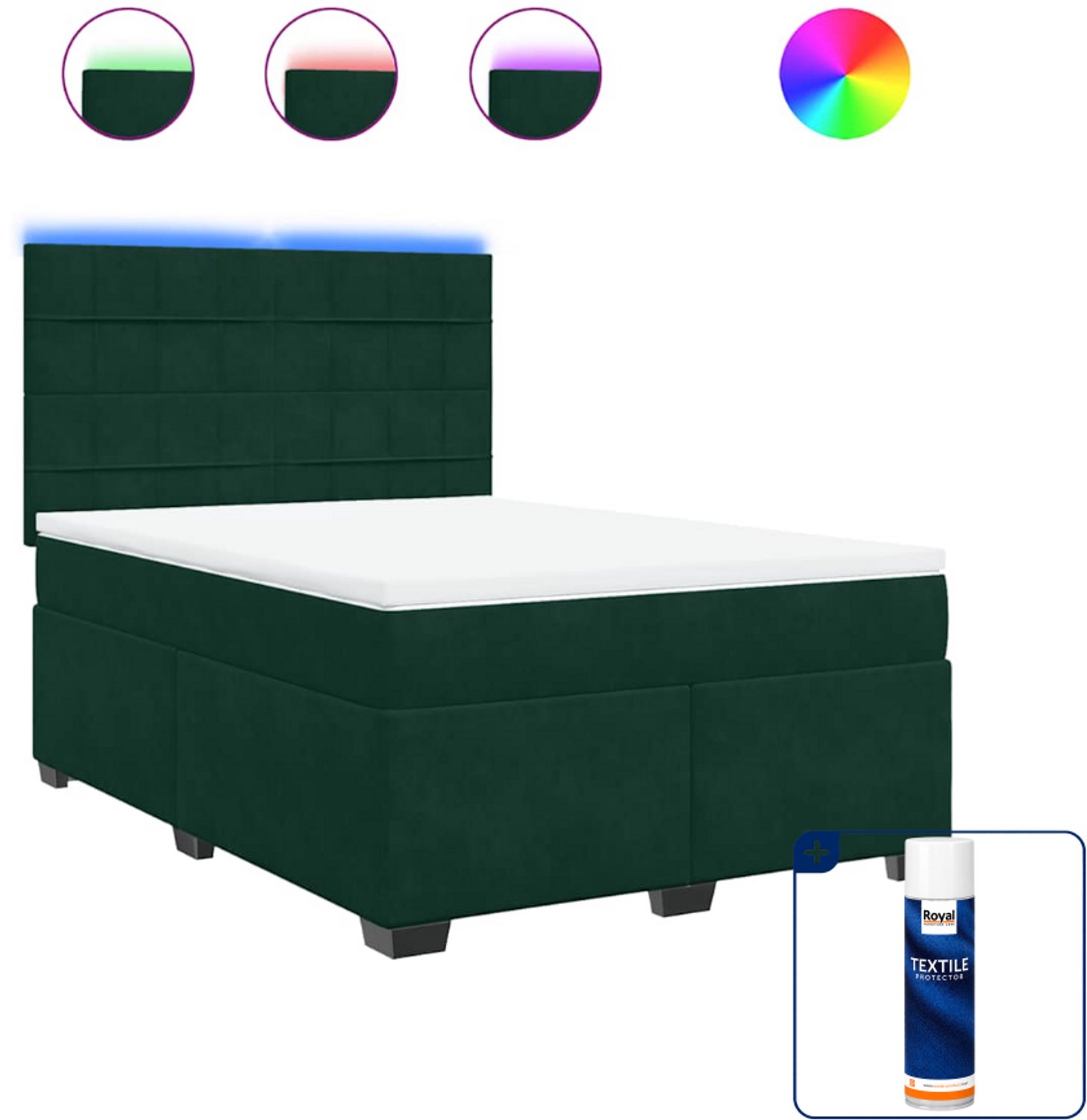 vidaXL boxspring - Queensize 160 x 200 cm - fluweel - donkergroen - Inclusief textielbeschermer 500 ml