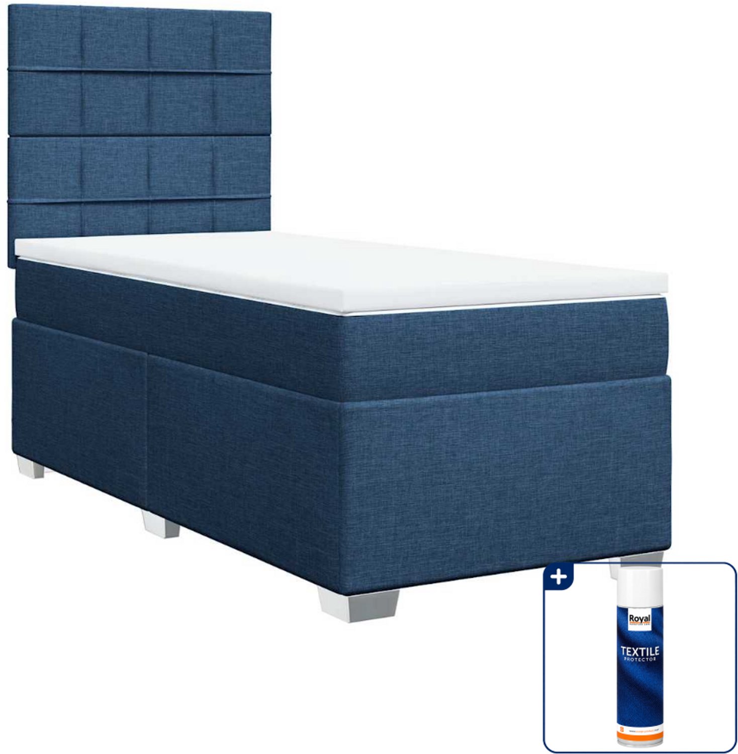 vidaXL boxspring - 90 x 200 cm - stof - blauw - Inclusief textielbeschermer 500 ml