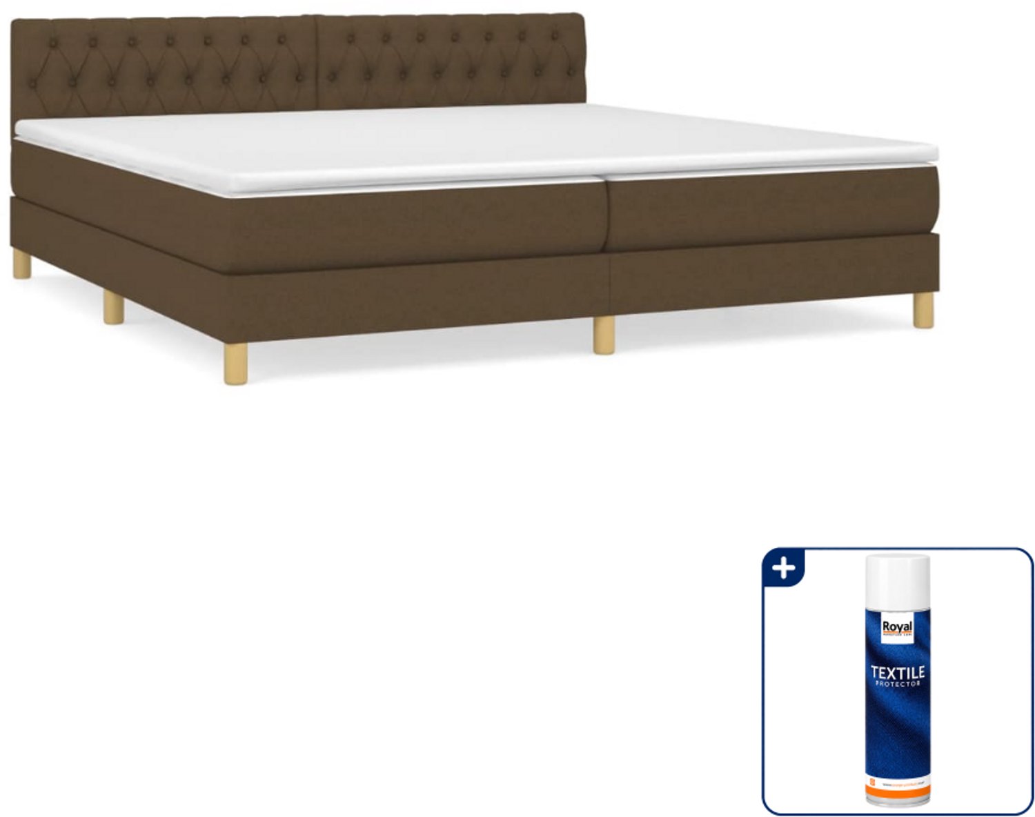 vidaXL boxspring met matras - 200 x 200 cm - donkerbruin - Inclusief textielbeschermer 500 ml