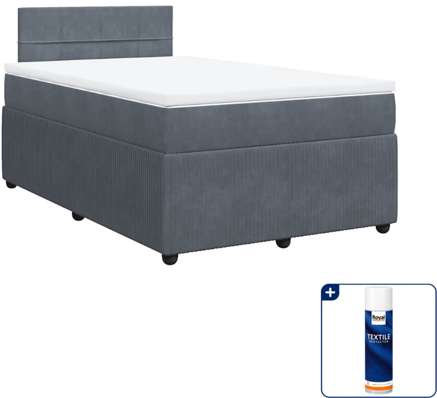 vidaXL boxspring met matras 120 x 200 cm - donkergrijs - Inclusief textielbeschermer 500 ml