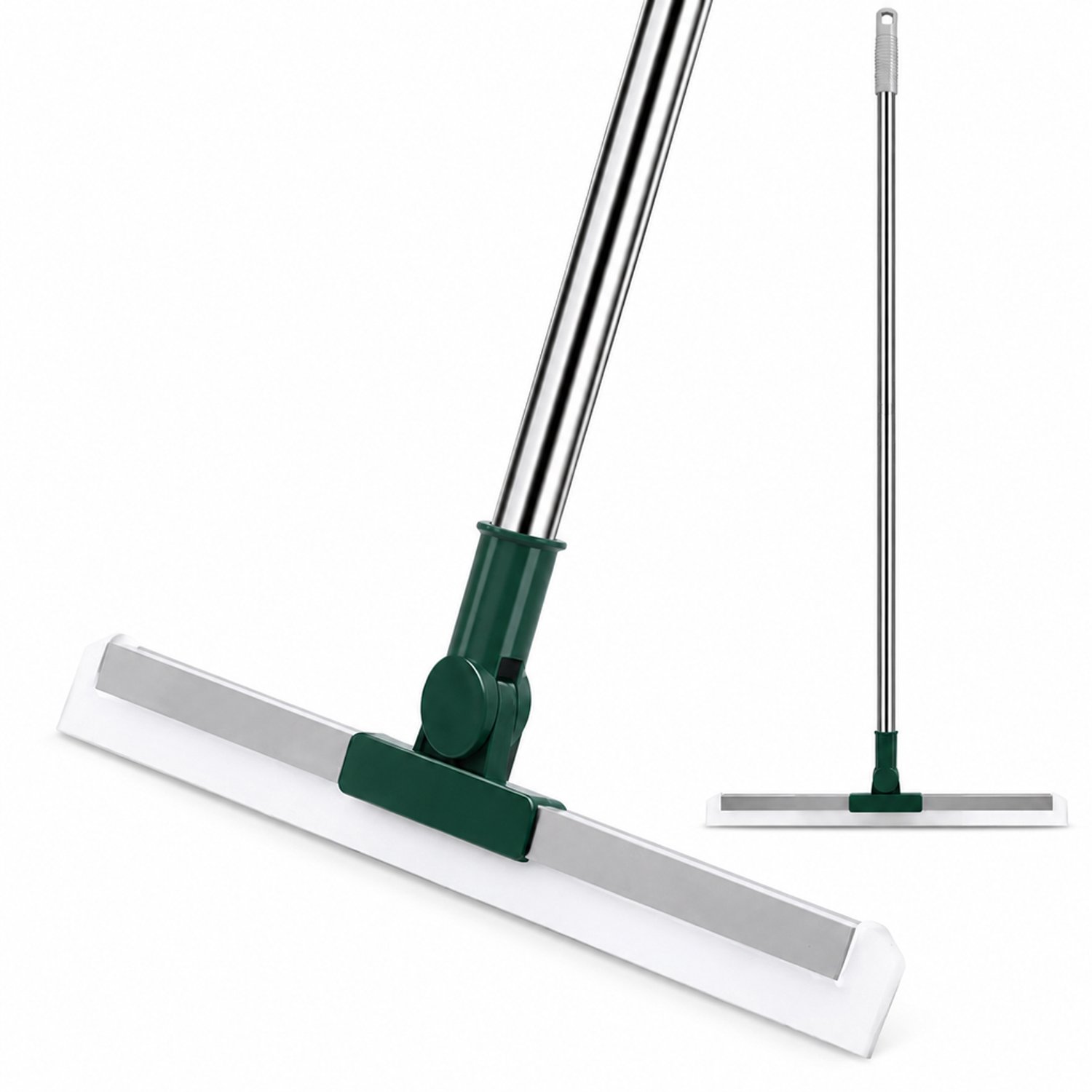 Siliconen vloertrekker met wisserkop van 34,5 cm en koppelbare steel voor badkamer en toilet