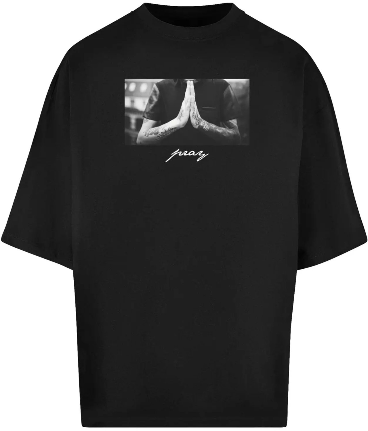 T-shirt Mister Tee Pray New Huge Zwart