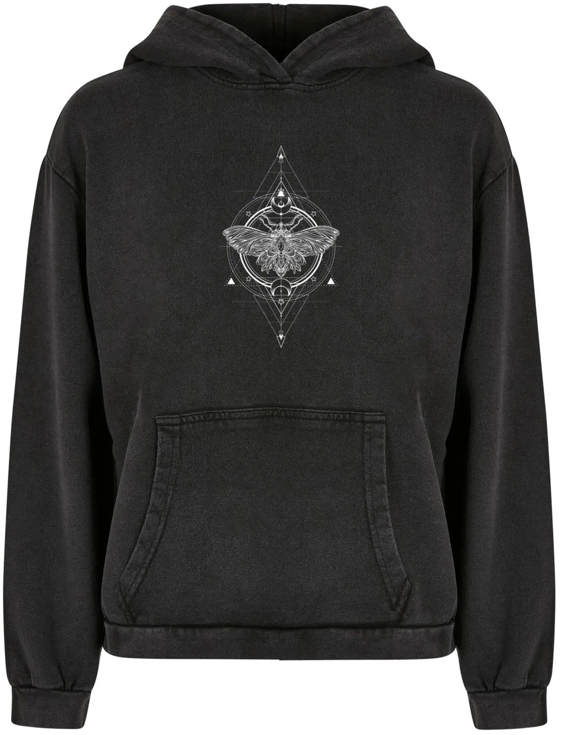 Dames Hoodie Mister Tee Moth Acid Zwart