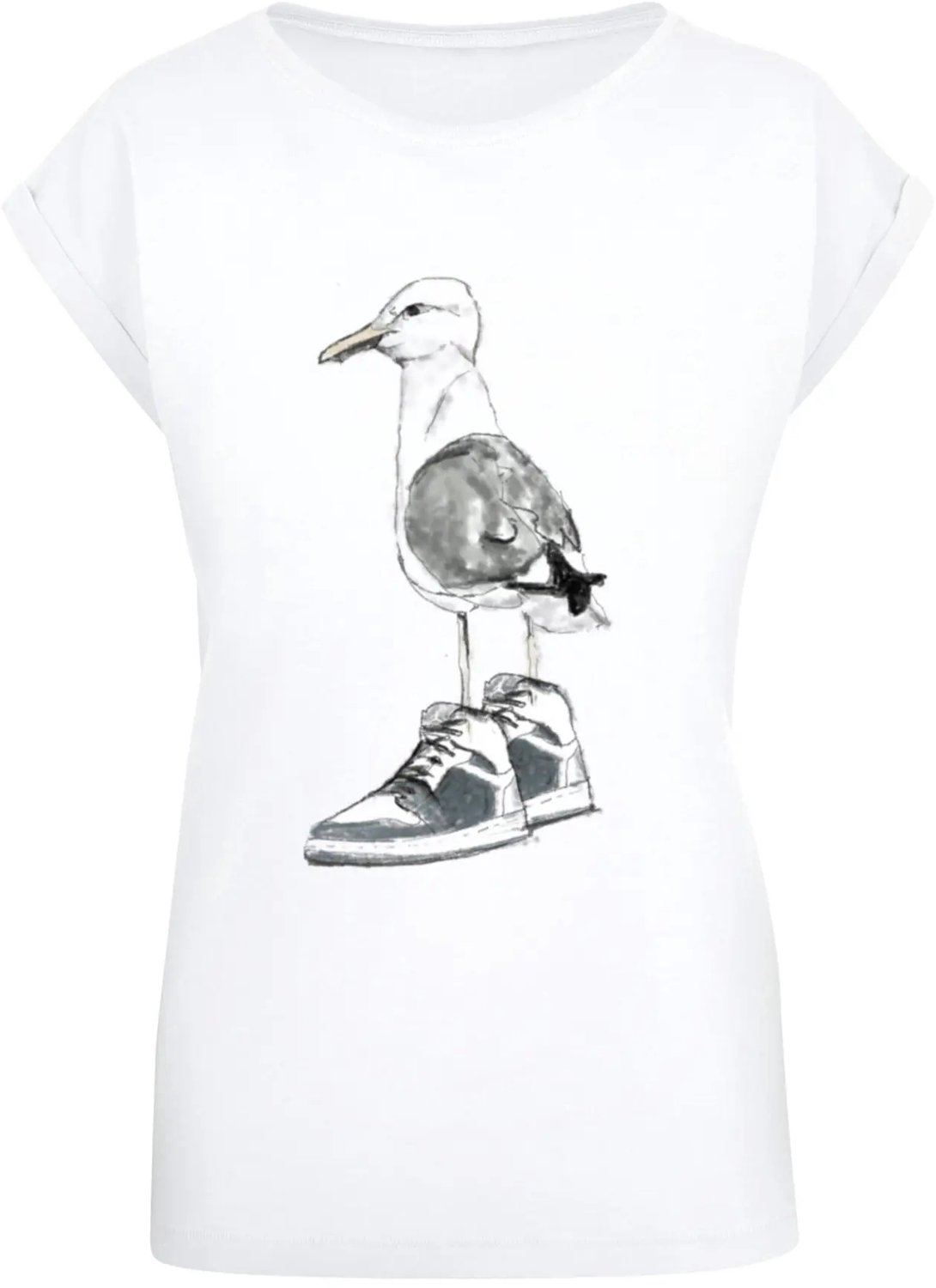 T-shirt dames Mister Tee Seagull Sneakers Wit
