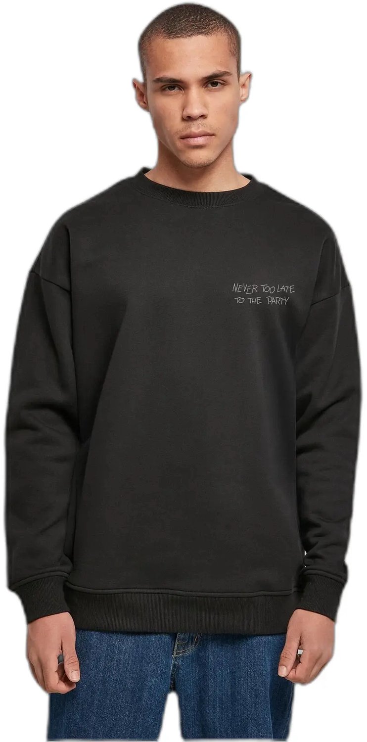 Sweatshirt Mister Tee Never Too Late To The Party Zwart