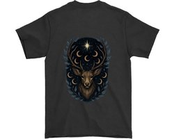 Hert Shirt – Mystieke Hert met Sterren en Maan – Unisex T-Shirt voor Dames & Heren – Origineel Cadeau