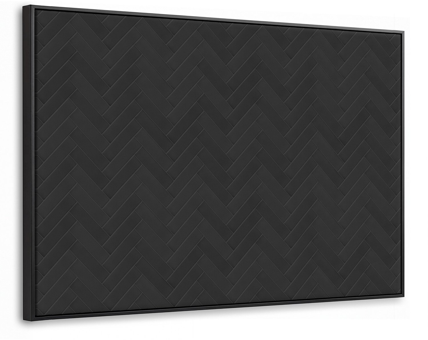 Canvas Schilderij met Baklijst XXL Canvas Schilderij met Baklijst 140x90cm - Visgraat - Wandtegel - Mat - Zwart - Muurdecoratie woonkamer - Slaapkamer decoratie - Kamer accessoires - Schilderijen op canvas met lijst groot