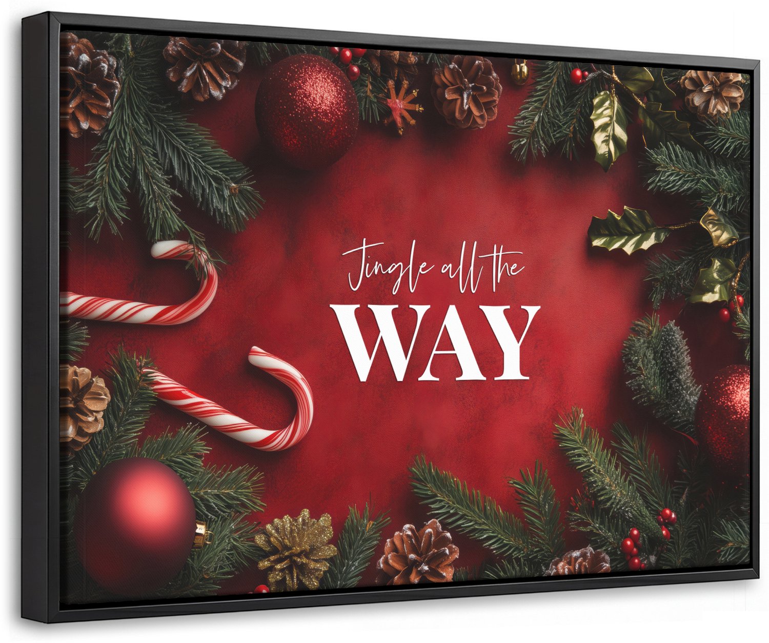 Canvas Schilderij met Baklijst 60x40cm - Kerst - Quote - Rood - Kerstballen - Muurdecoratie woonkamer - Slaapkamer decoratie - Kamer accessoires - Schilderijen op canvas met lijst