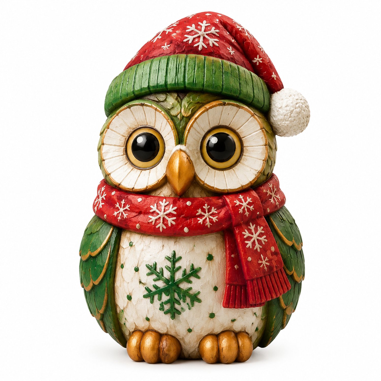 Adventskalender met 24 platte uilen van acryl, diverse motieven, in geïllustreerde doos