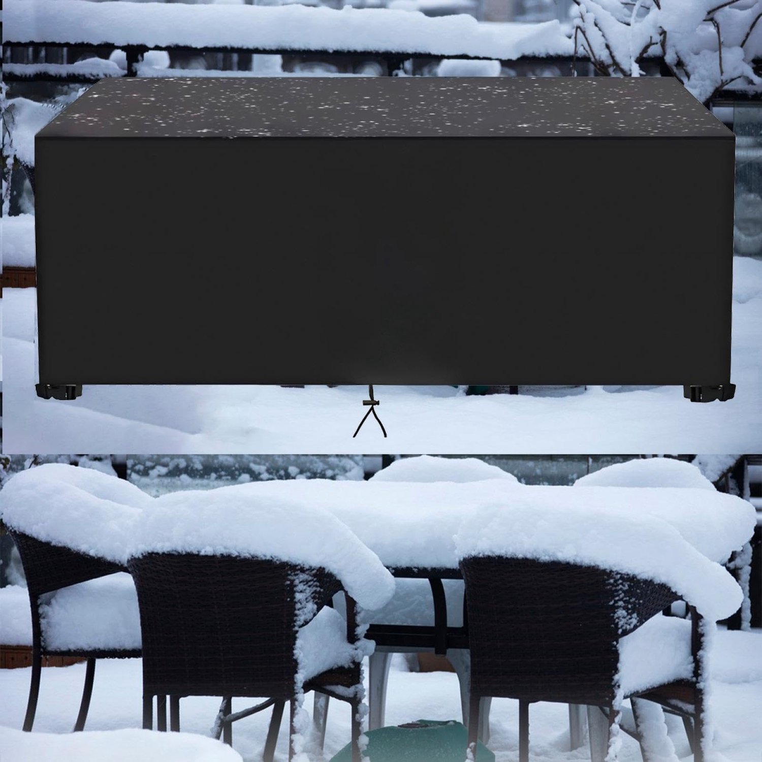 Famanu Waterdichte hoezen voor tuinmeubelen, 122 x 61 x 72 cm, gemaakt van 420D zwaar belastbaar Oxford-stof, ideaal voor buitengebruik en bescherming tegen weersinvloeden Zwart