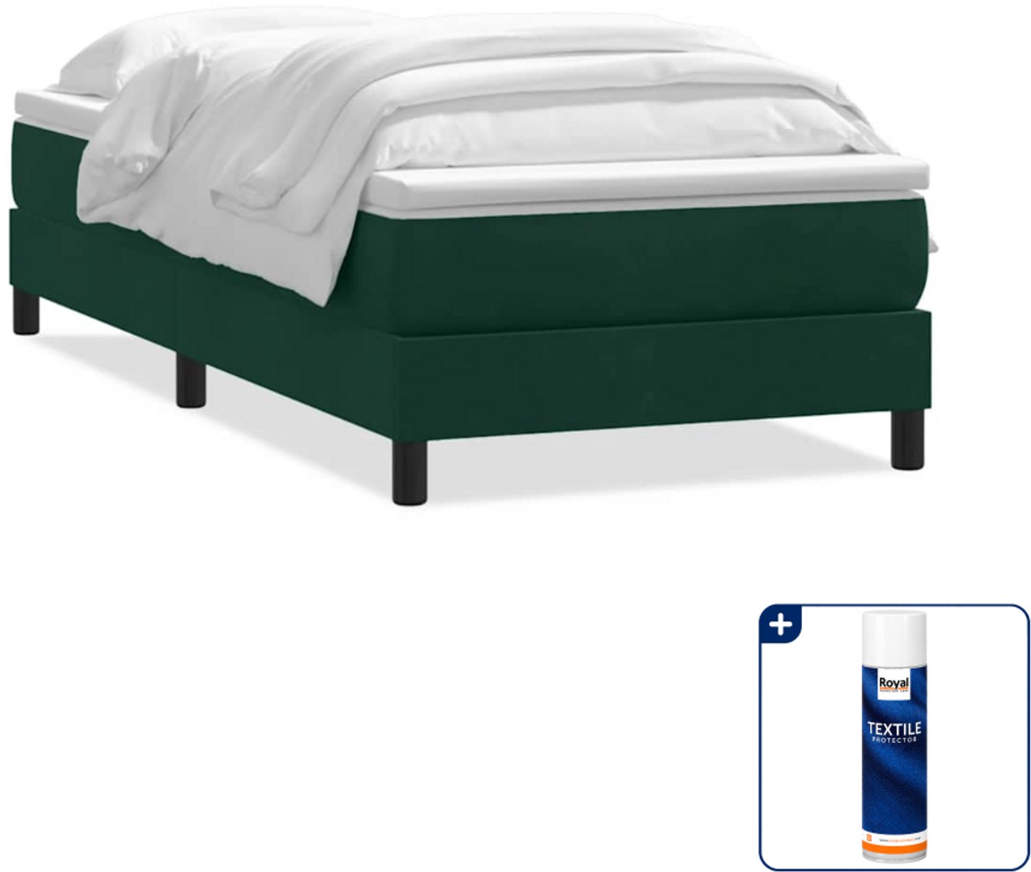 vidaXL boxspringbed - 200 x 220 cm - fluweel - donkergroen - Inclusief textielbeschermer 500 ml Bruin