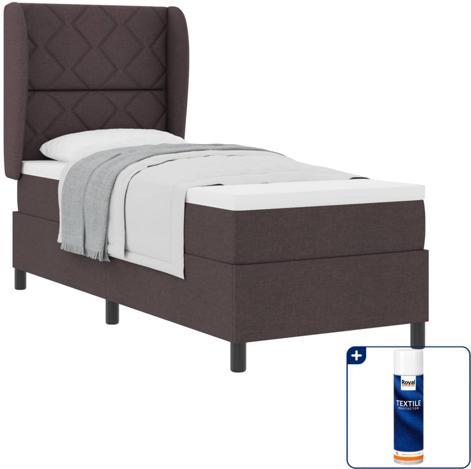 vidaXL boxspring - 80 x 200 cm - stof - donkerbruin - Inclusief textielbeschermer 500 ml