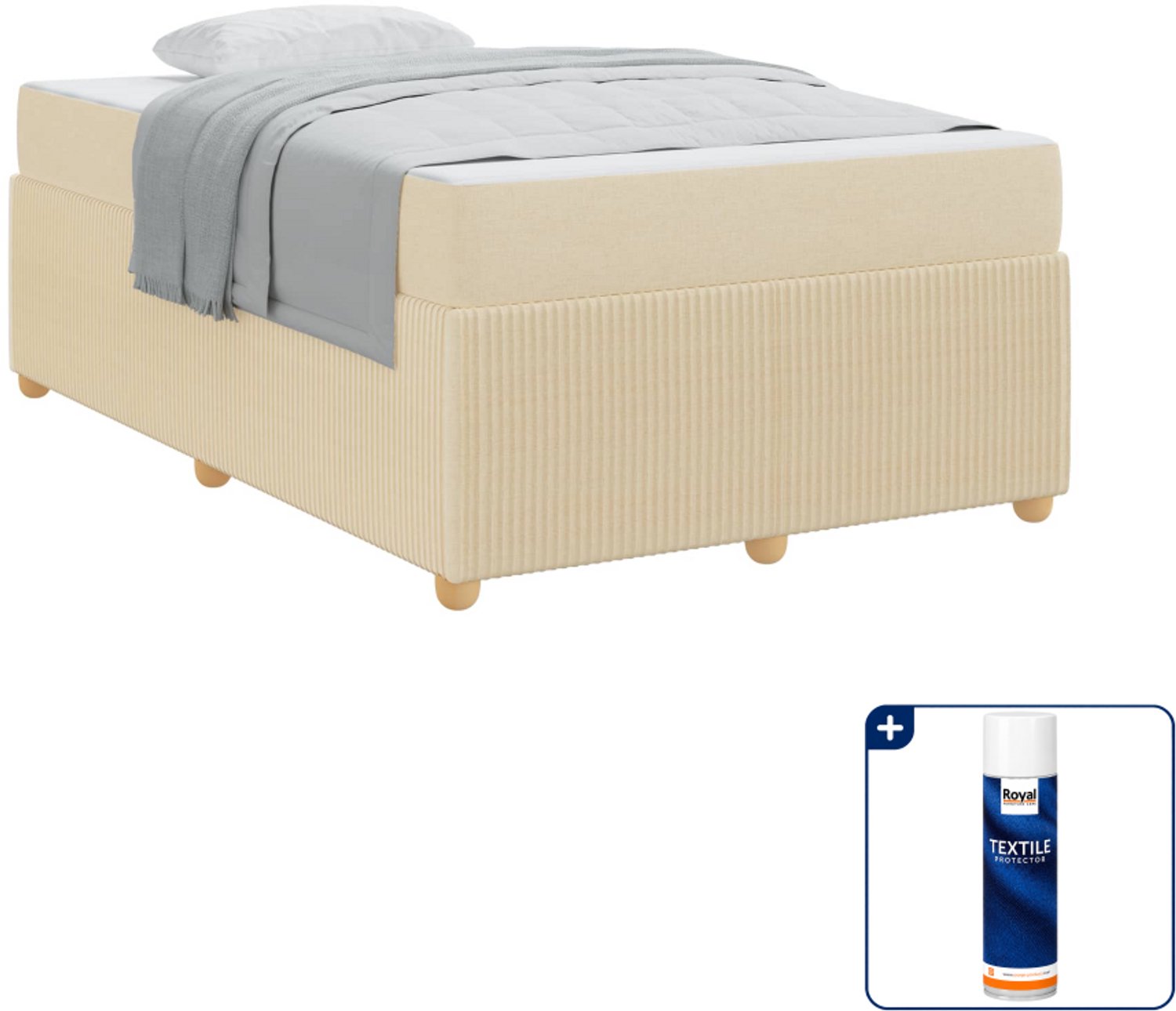 vidaXL bedframe - 120 x 200 cm - stof - crème - Inclusief textielbeschermer 500 ml