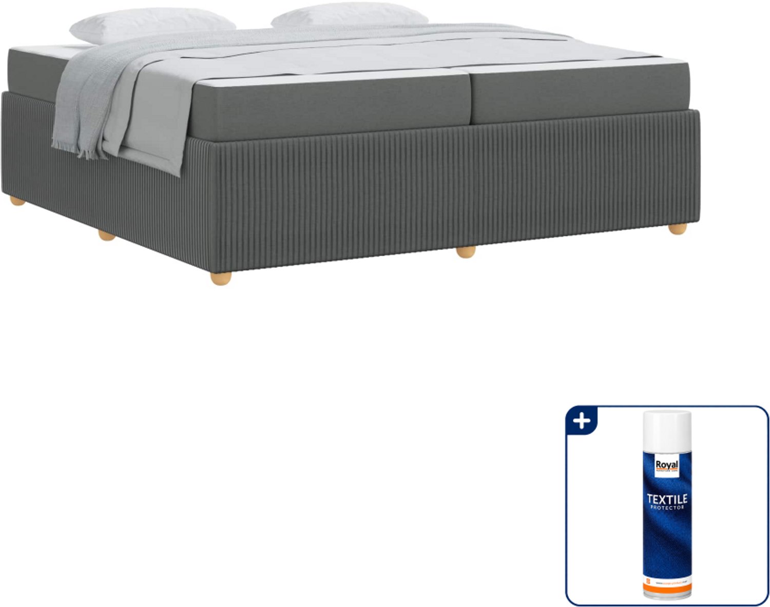 vidaXL Bedframe - Super kingsize - 200 x 200 cm - donkergrijs - Inclusief textielbeschermer 500 ml