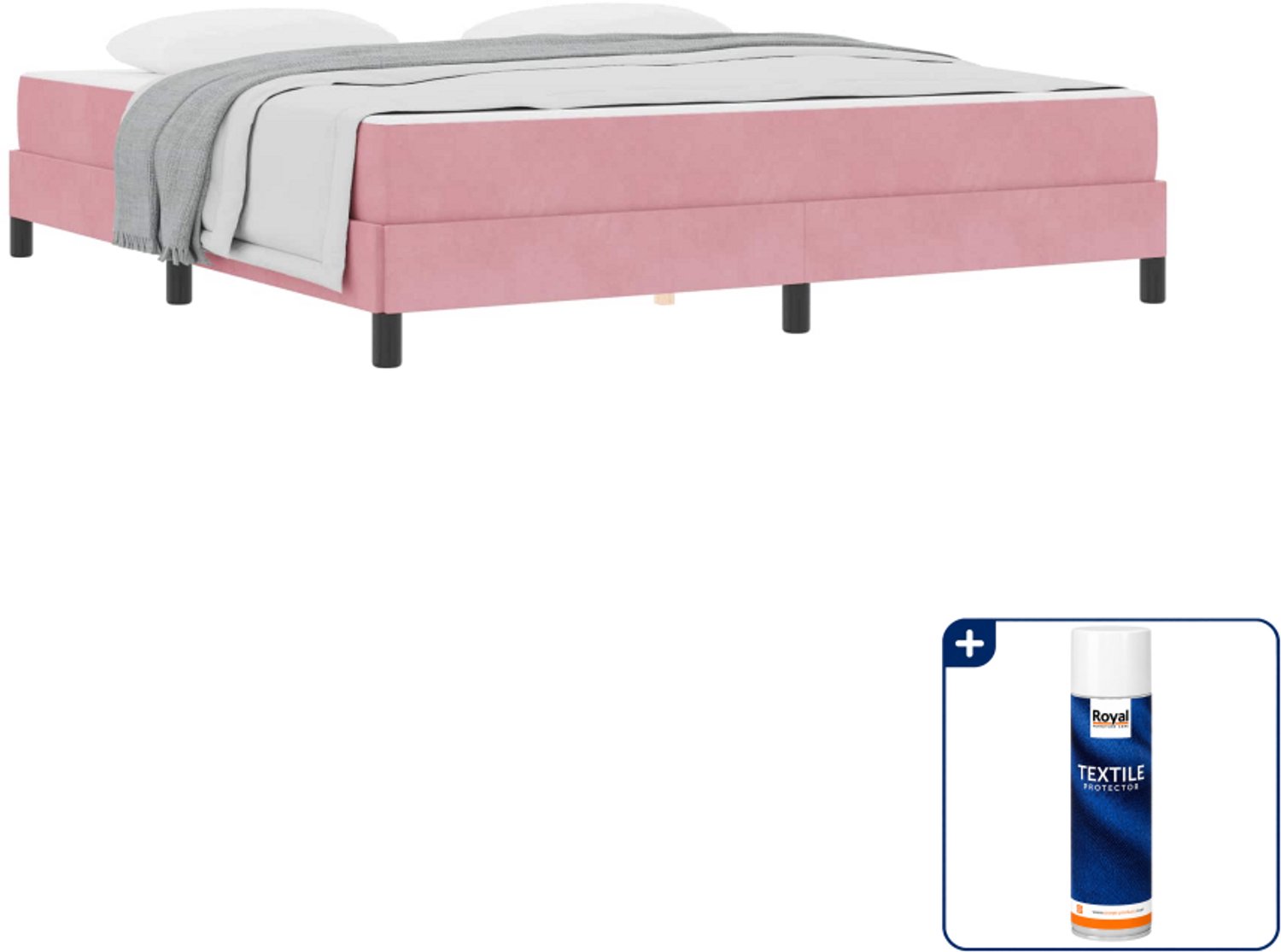 vidaXL Kingsize boxspringbed met matras - 180 x 200 cm - roze - Inclusief textielbeschermer 500 ml