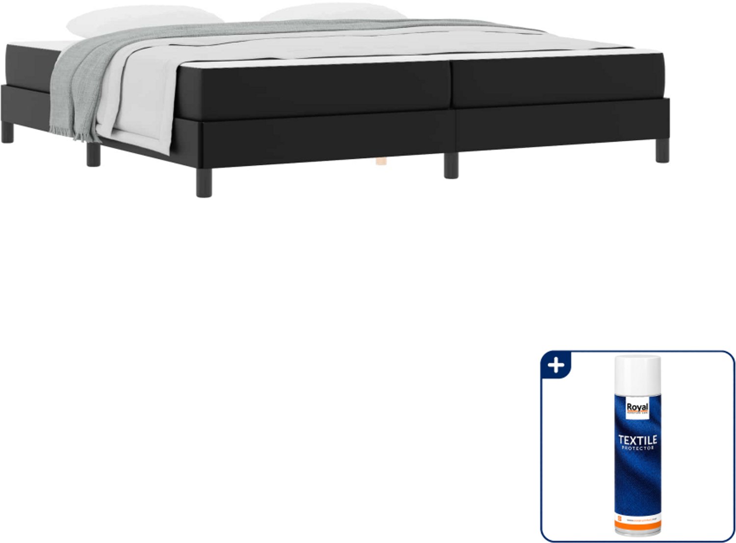 vidaXL Bed met matras - 200 x 200 cm - stof - zwart - Inclusief textielbeschermer 500 ml