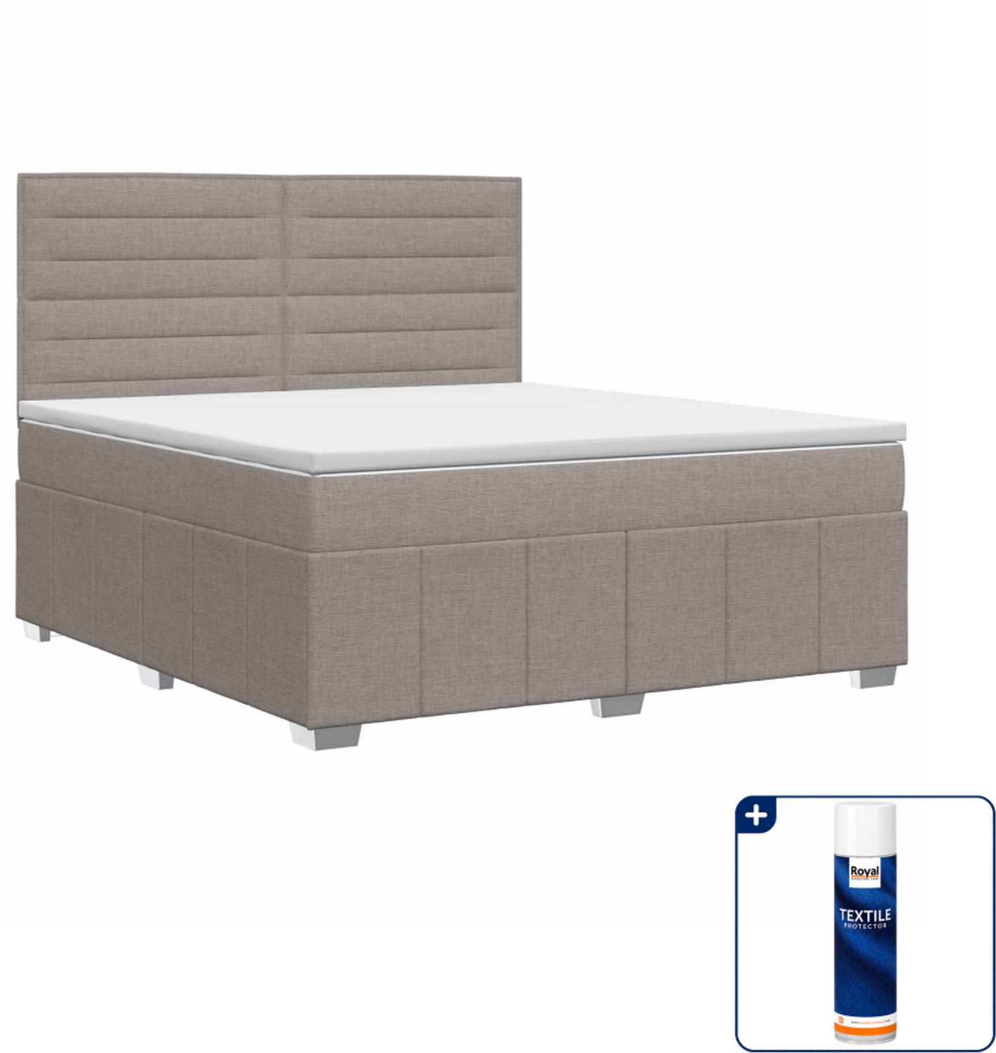 vidaXL boxspringbed - Kingsize - 180 x 200 cm - taupe - Inclusief textielbeschermer 500 ml