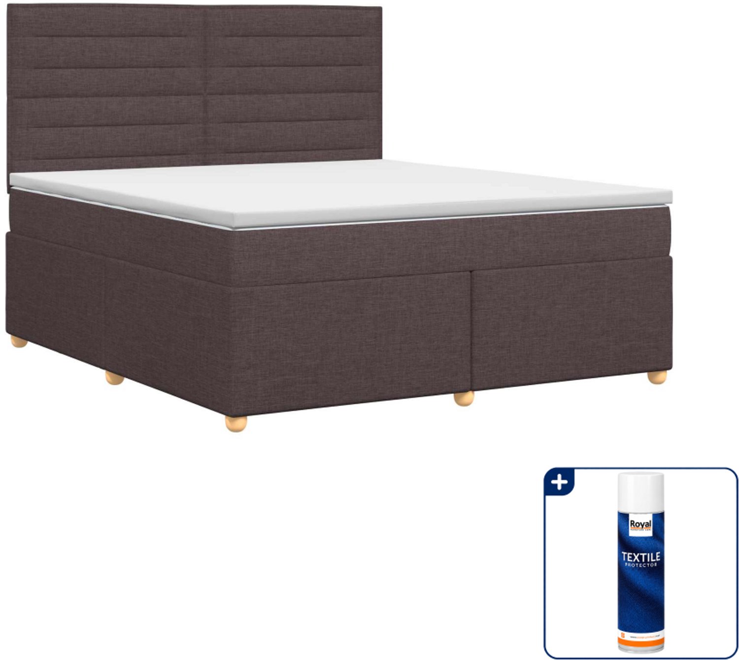 vidaXL boxspringbed - Queensize - 160 x 200 cm - donkerbruin - Inclusief textielbeschermer 500 ml