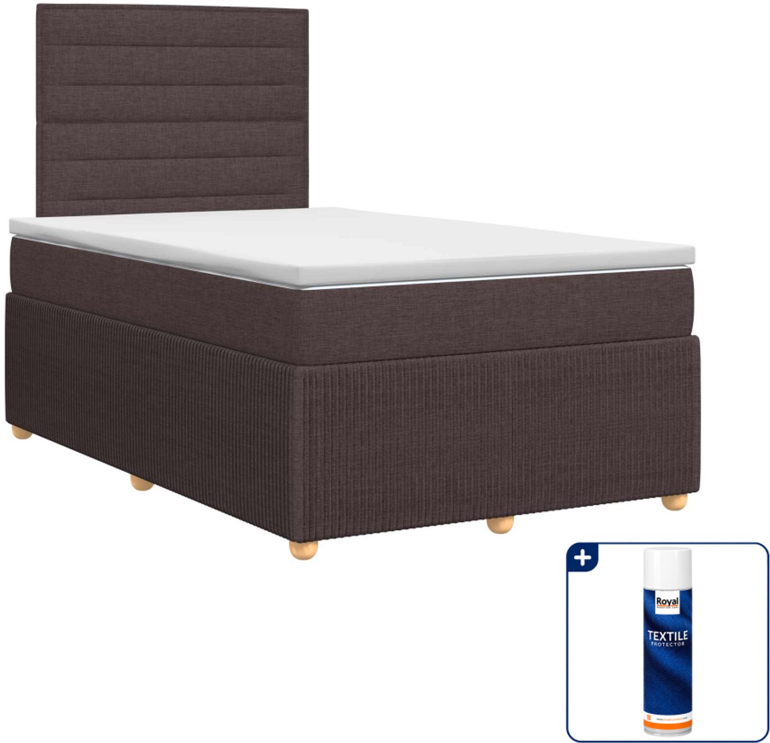 vidaXL boxspringbed met matras - 120 x 200 cm - stof - donkerbruin - Inclusief textielbeschermer 500 ml
