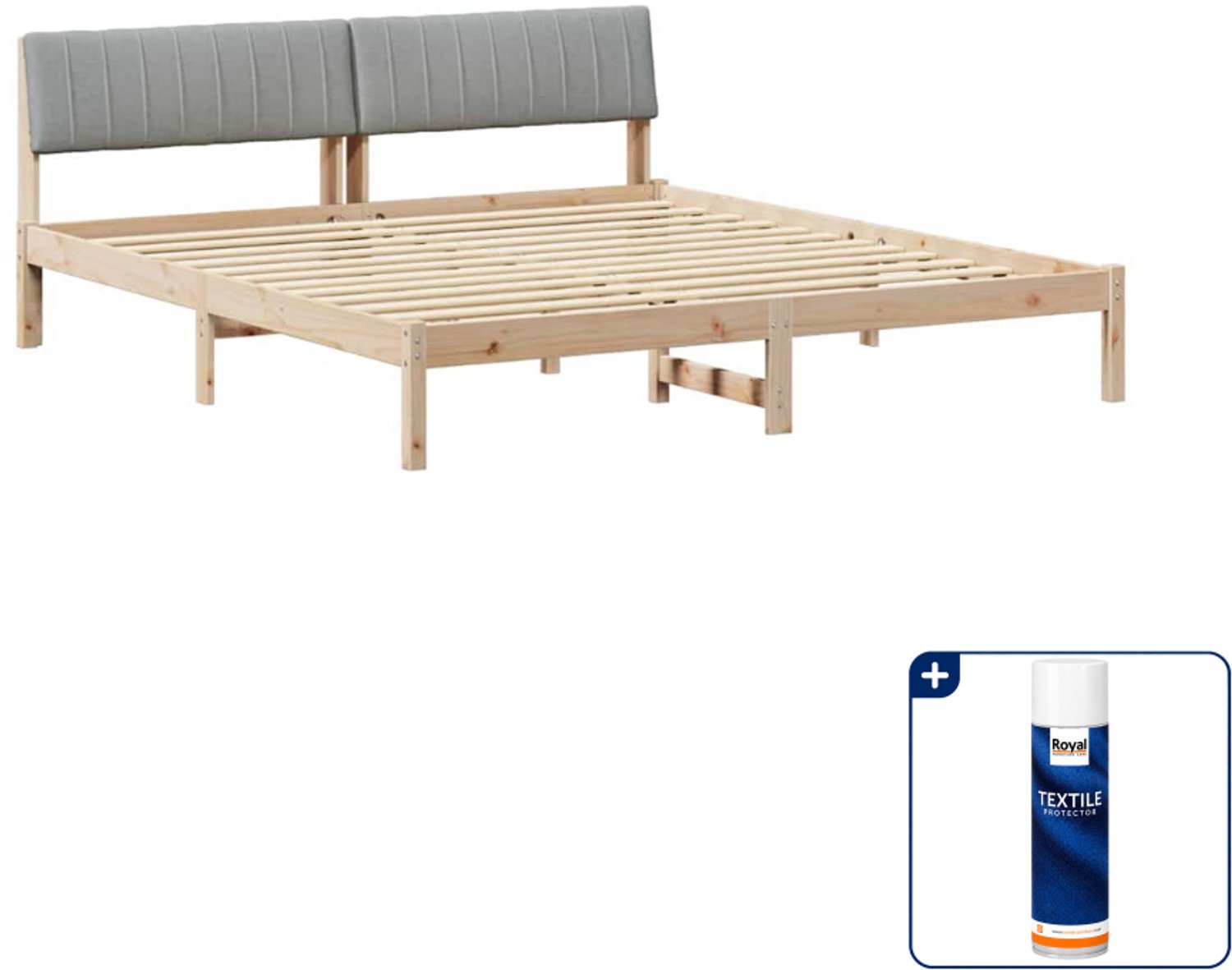 vidaXL Bedframe Kingsize - 180 x 200 cm - massief grenenhout - bruin - Inclusief textielbeschermer 500 ml