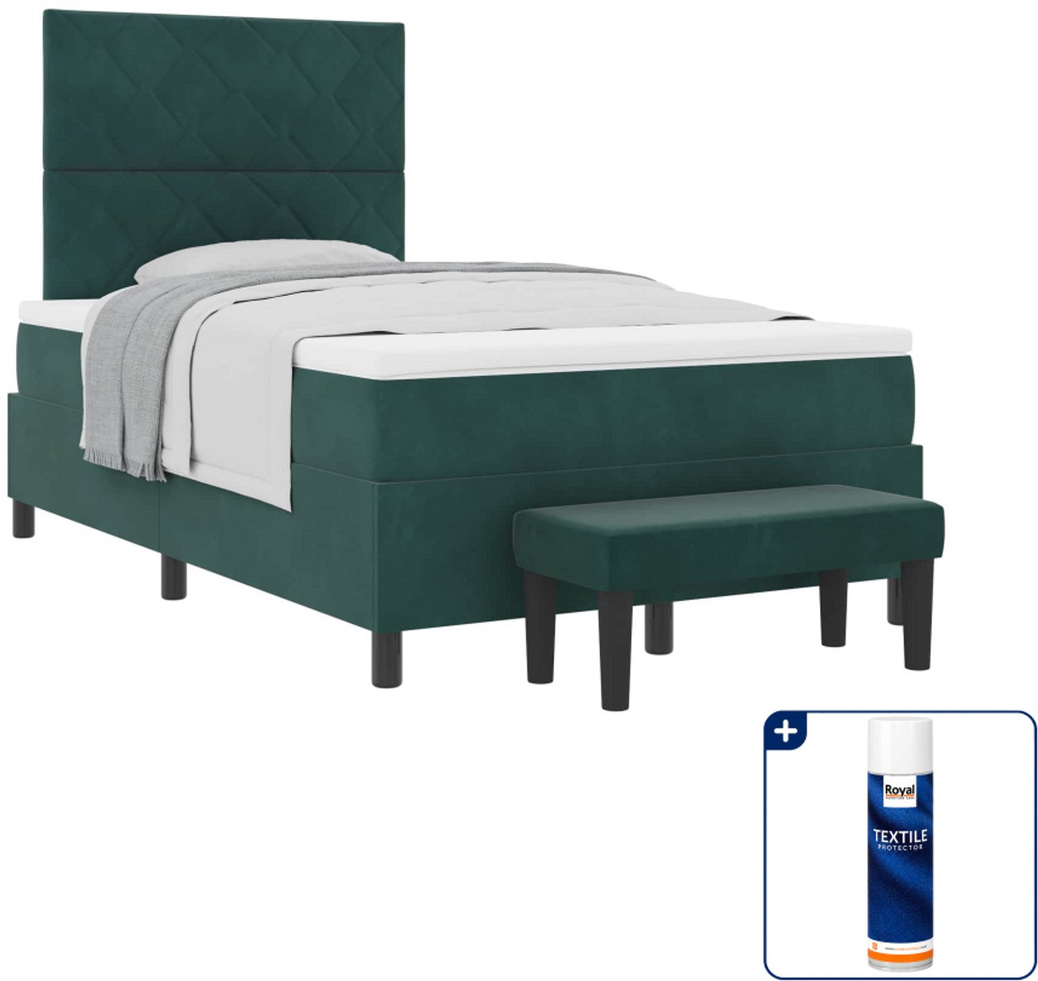 vidaXL boxspring - 120 x 200 cm - fluweel - donkergroen - Inclusief textielbeschermer 500 ml