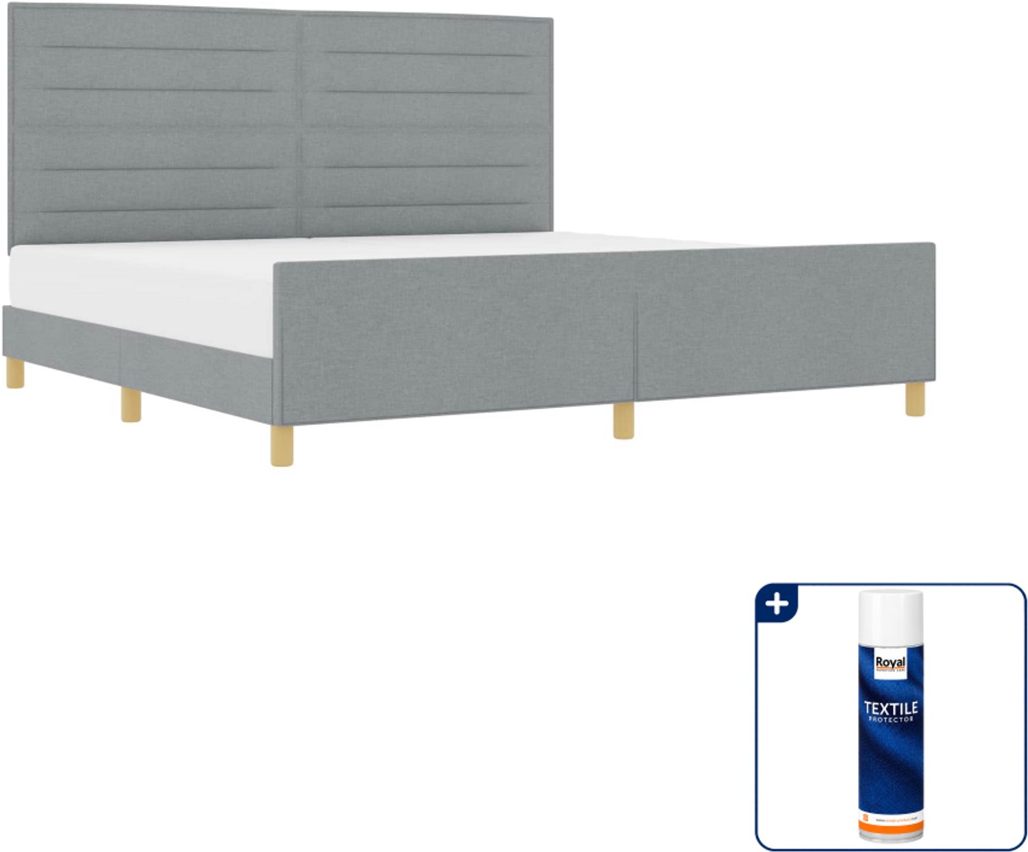 vidaXL Bedframe - 200 x 200 cm - lichtgrijs - Inclusief textielbeschermer 500 ml