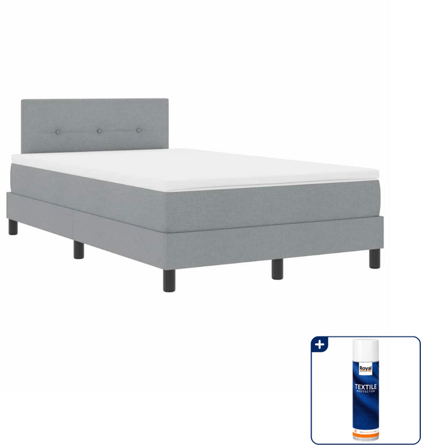 vidaXL boxspring met hoofdeinde - 120 x 190 cm - stof - lichtgrijs - Inclusief textielbeschermer 500 ml