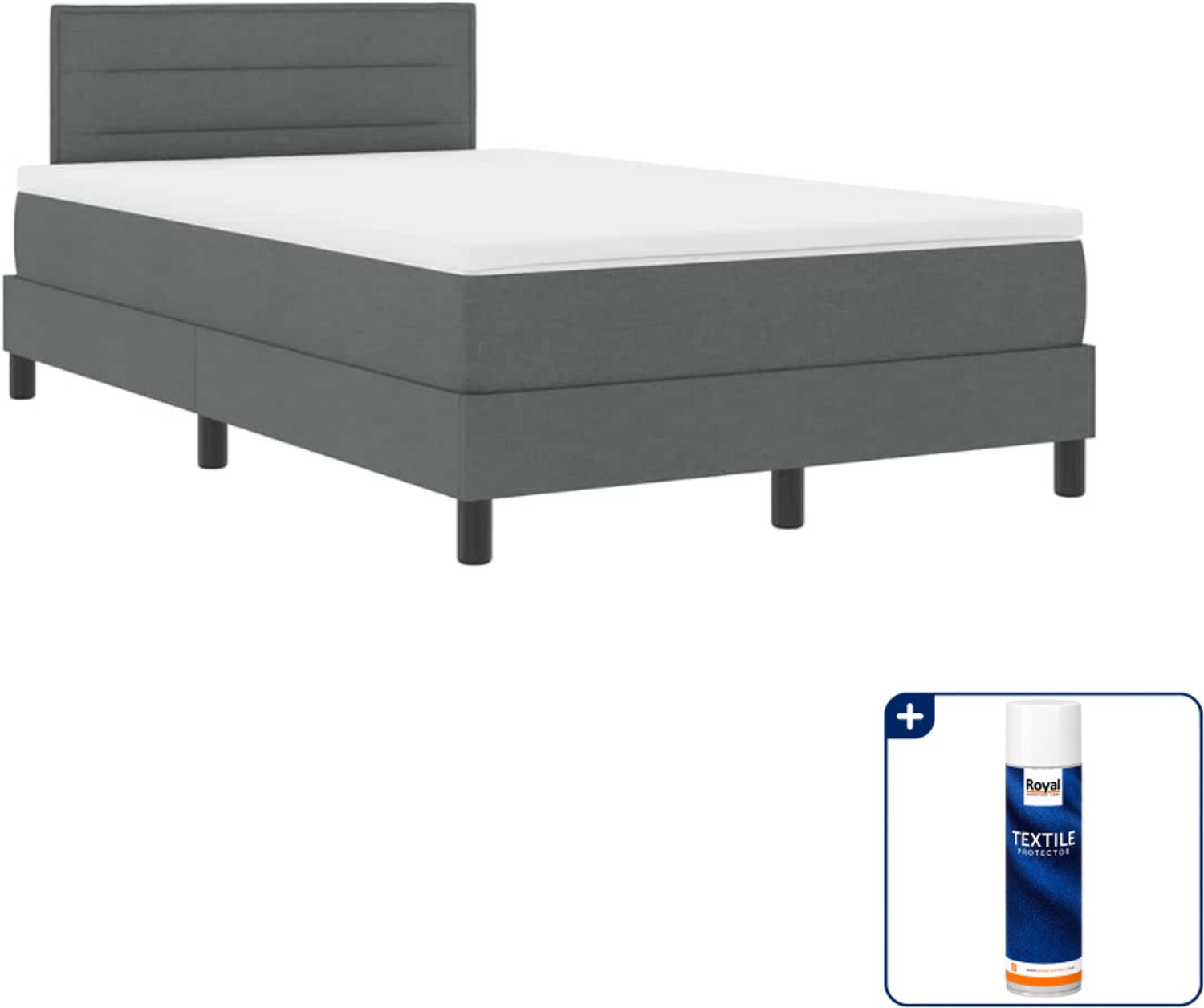vidaXL boxspring bed 120 x 190 cm - stof - donkergrijs - Inclusief textielbeschermer 500 ml