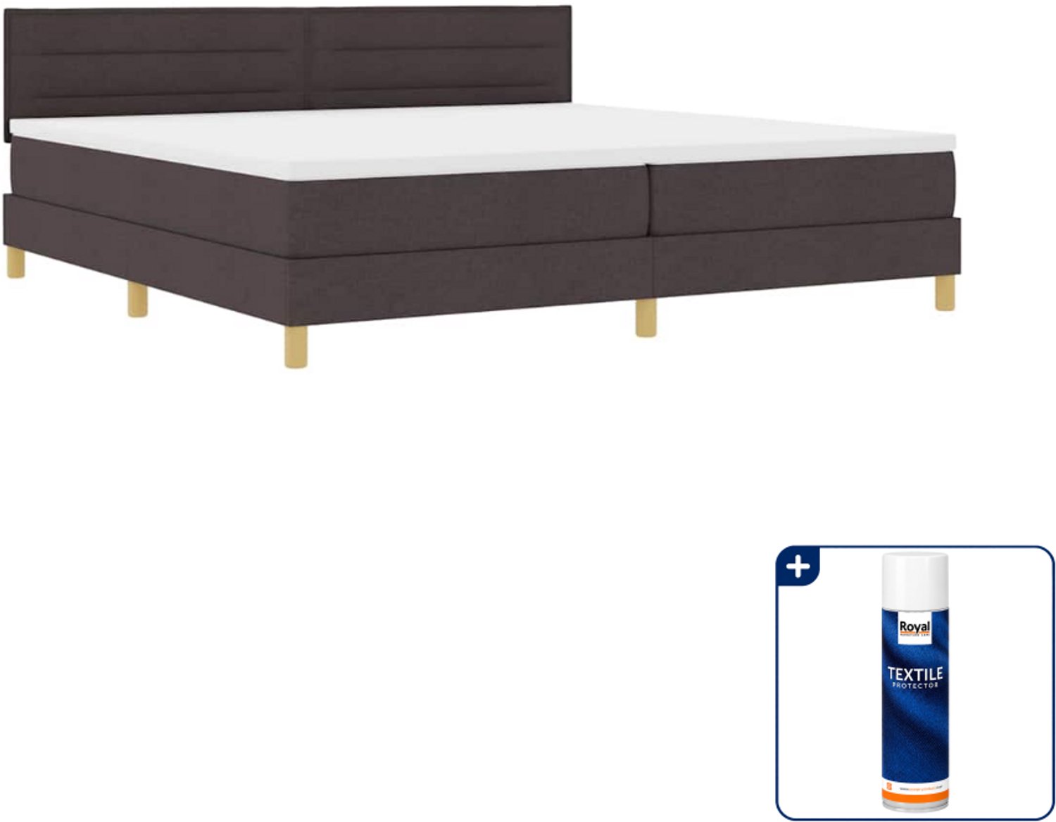 vidaXL boxspring - 200 x 200 cm - donkerbruin - Inclusief textielbeschermer 500 ml