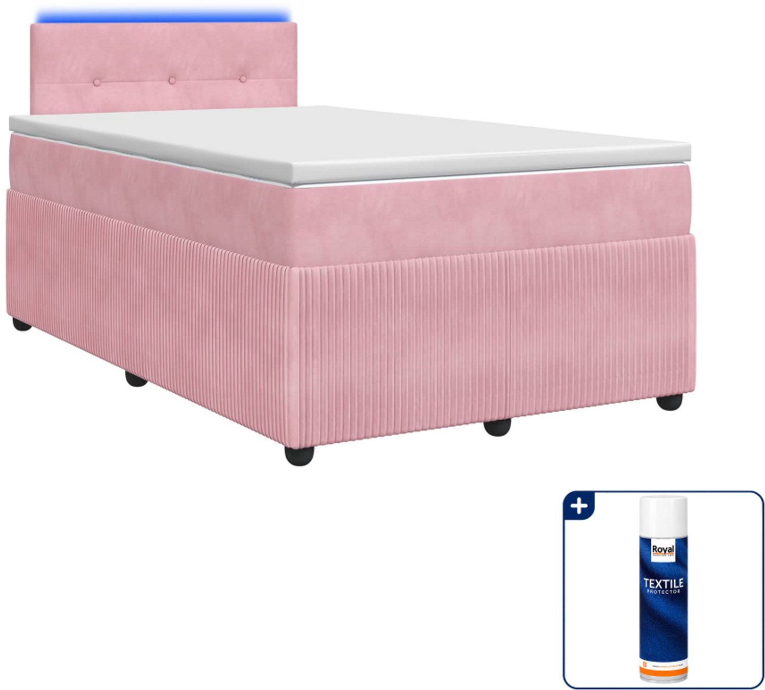 vidaXL boxspringbed met matras - 120 x 190 cm - fluweel - roze - Inclusief textielbeschermer 500 ml