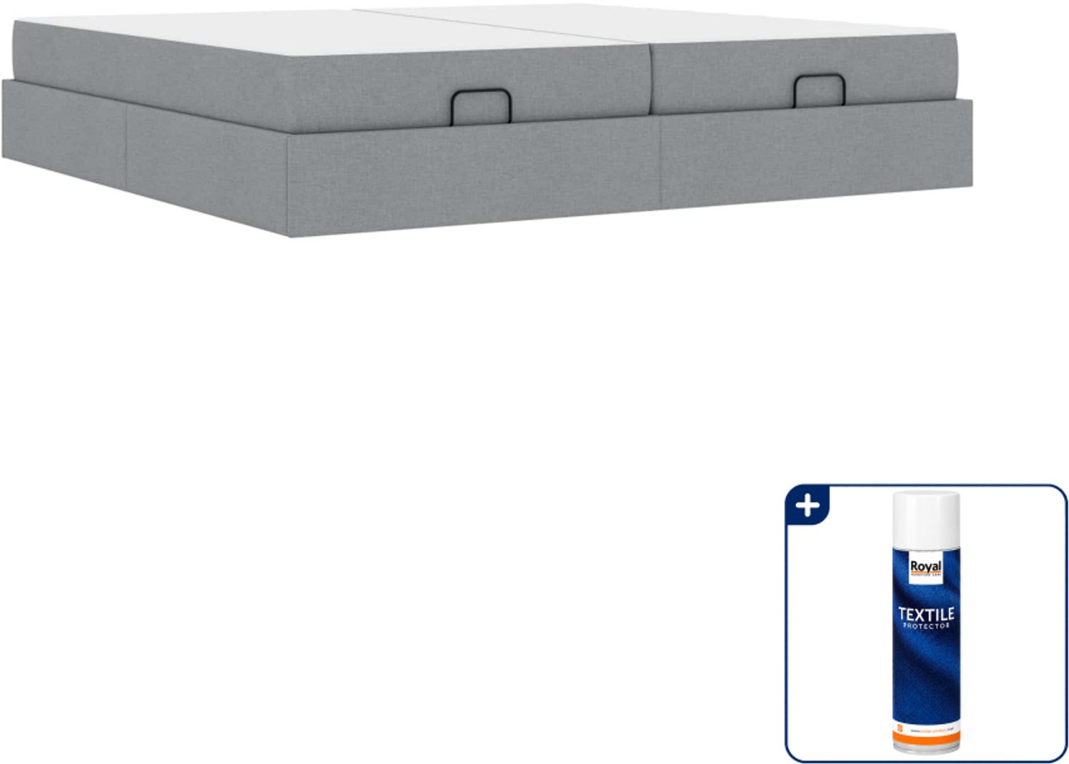 vidaXL 2-persoons bed met matras - 200 x 200 cm - stof - lichtgrijs - Inclusief textielbeschermer 500 ml Bruin
