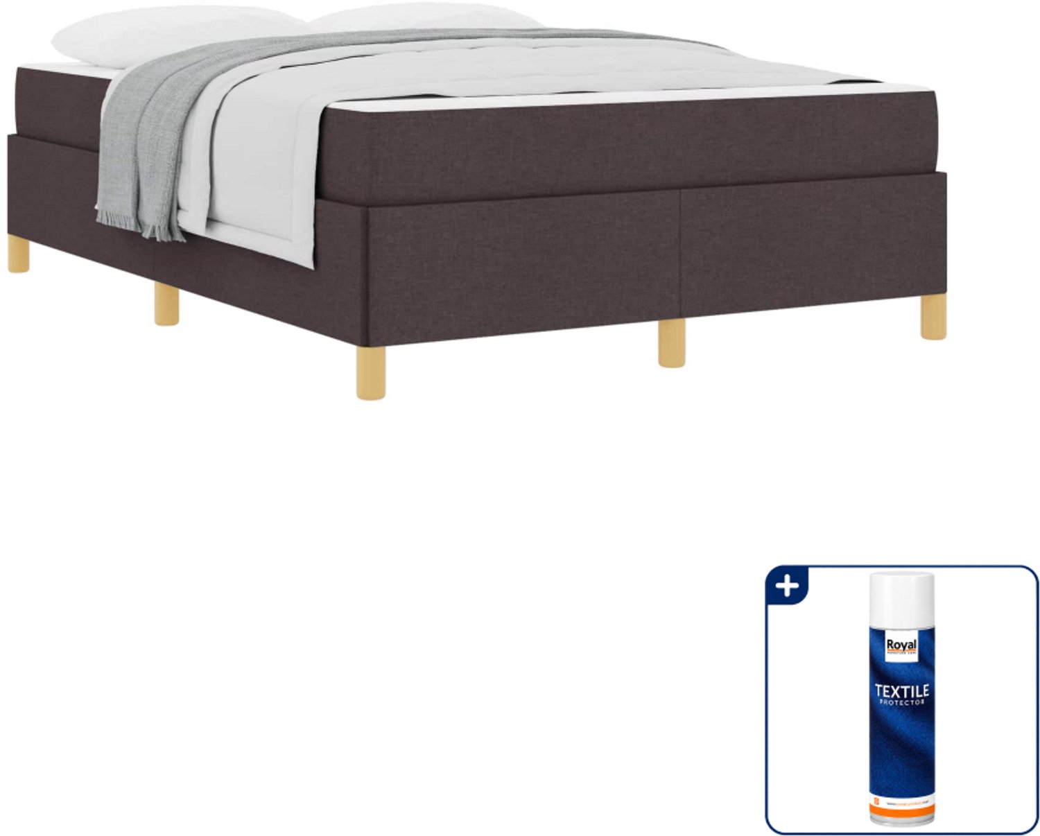 vidaXL bedframe - small double - 140 x 200 cm - donkerbruin - Inclusief textielbeschermer 500 ml Zwart