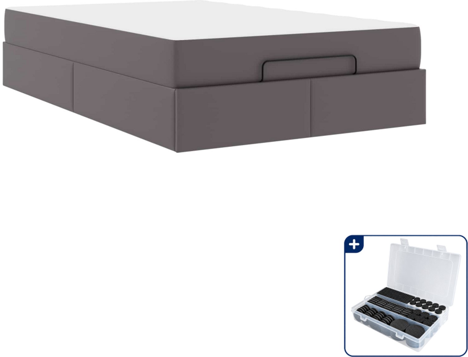 vidaXL bedframe met matras - 120 x 190 cm - grijs - Inclusief antikrasvilt 177-delig Wit