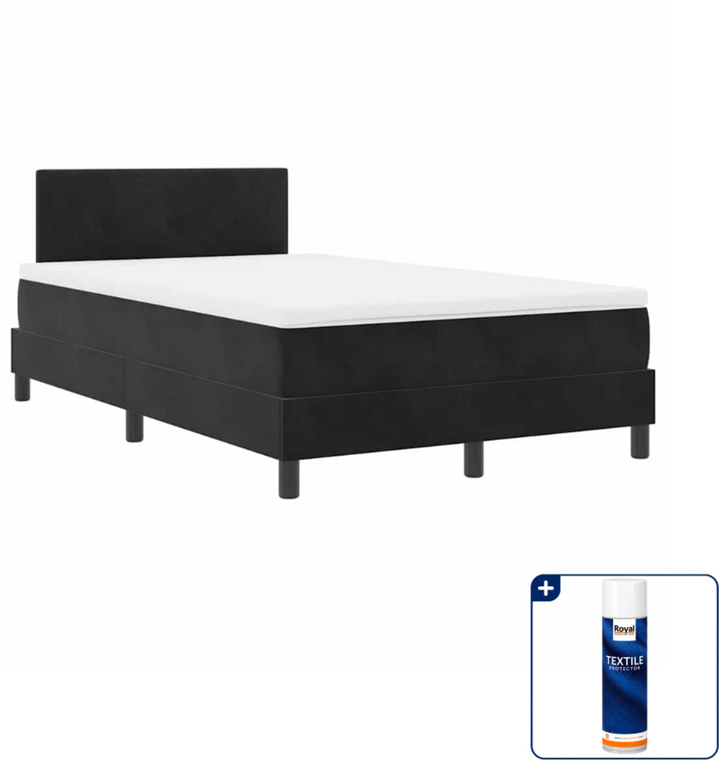 vidaXL boxspring - 120 x 190 cm - fluweel - zwart - Inclusief textielbeschermer 500 ml