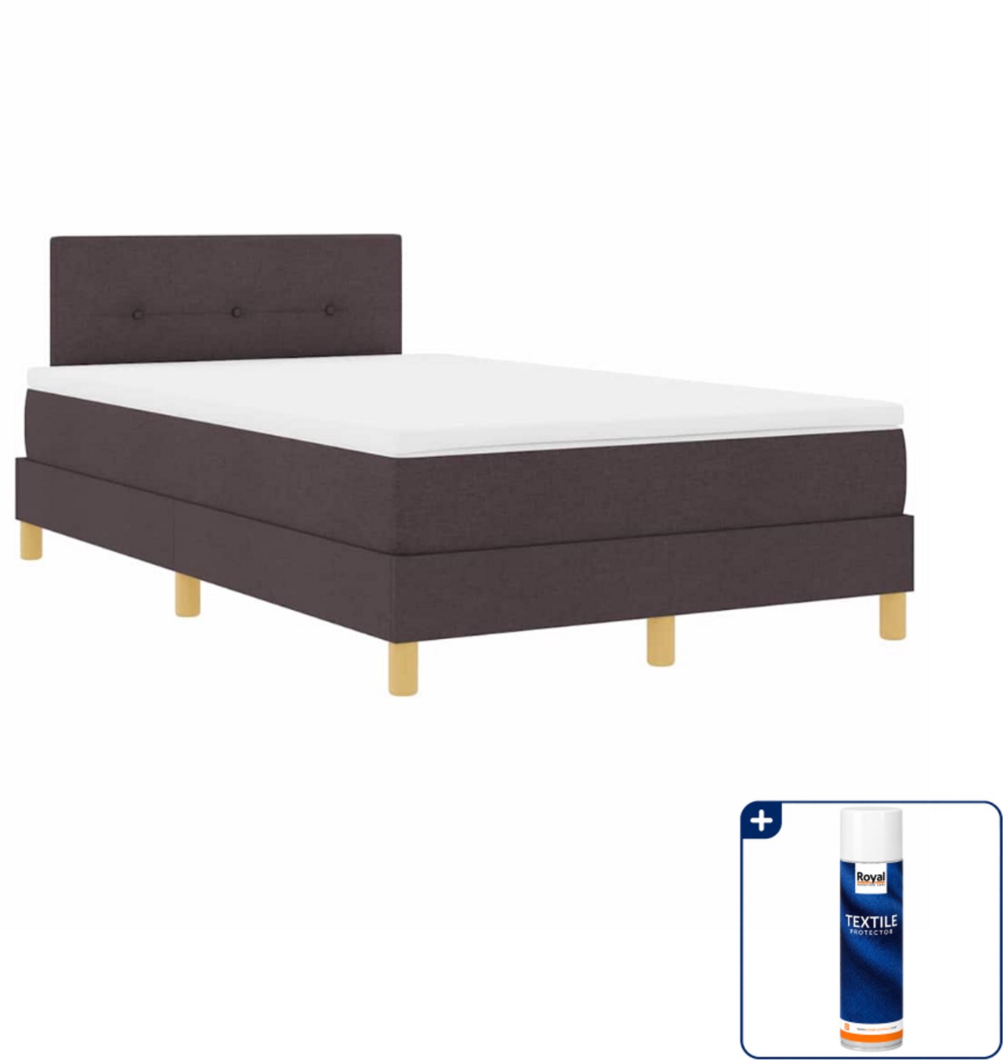 vidaXL boxspring 120 x 190 cm - donkerbruin - Inclusief textielbeschermer 500 ml