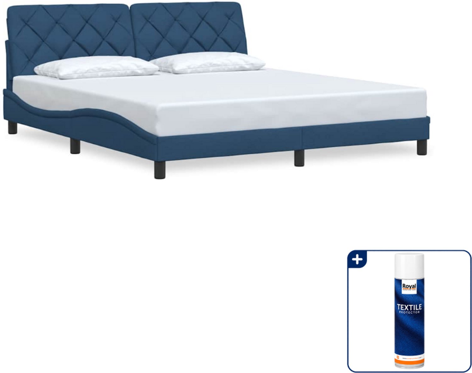 vidaXL bedframe - Kingsize - 180 x 200 cm - blauw - Inclusief textielbeschermer 500 ml Zwart