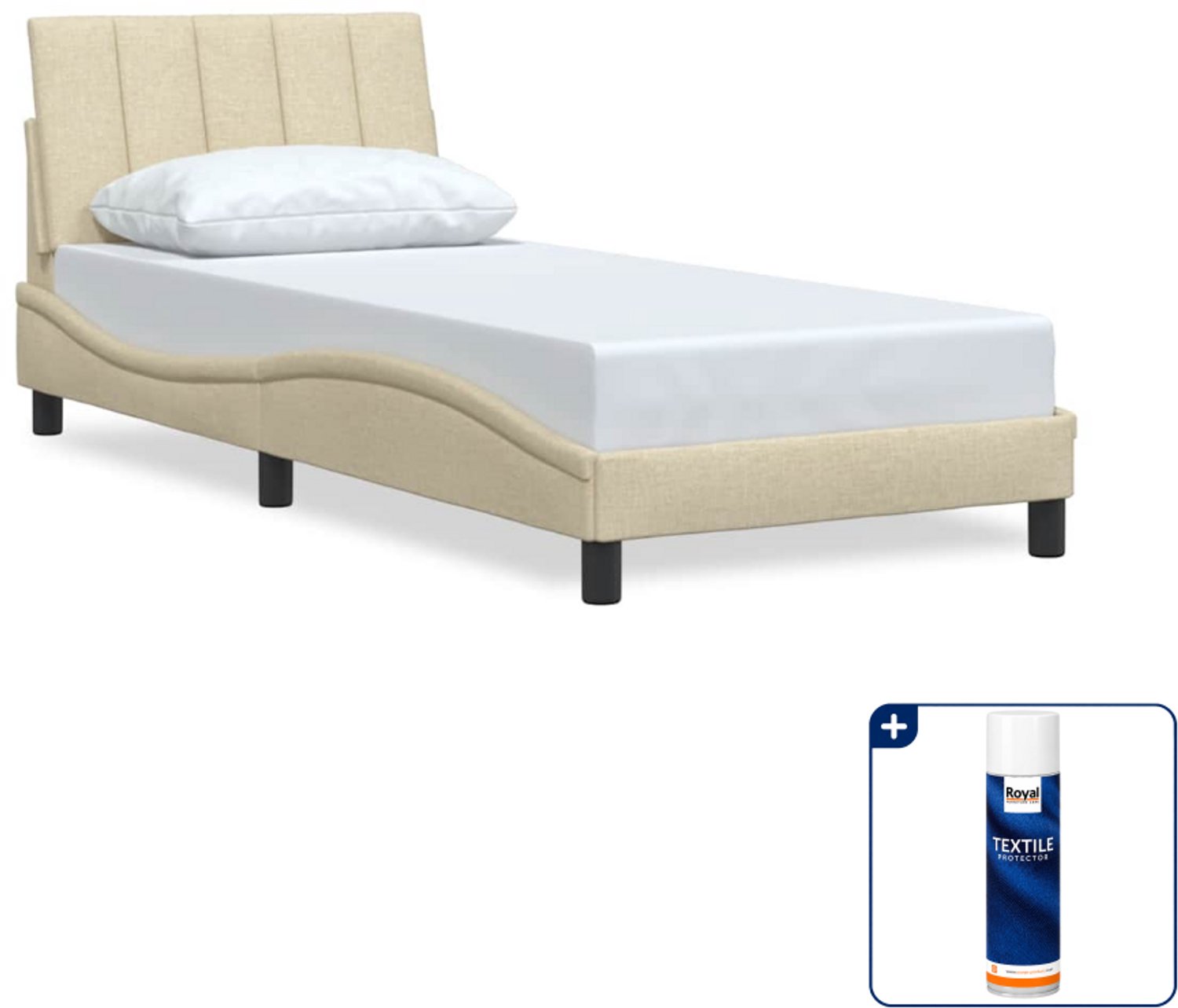 vidaXL bedframe Hanko - 80 x 200 cm - stof - crème - Inclusief textielbeschermer 500 ml
